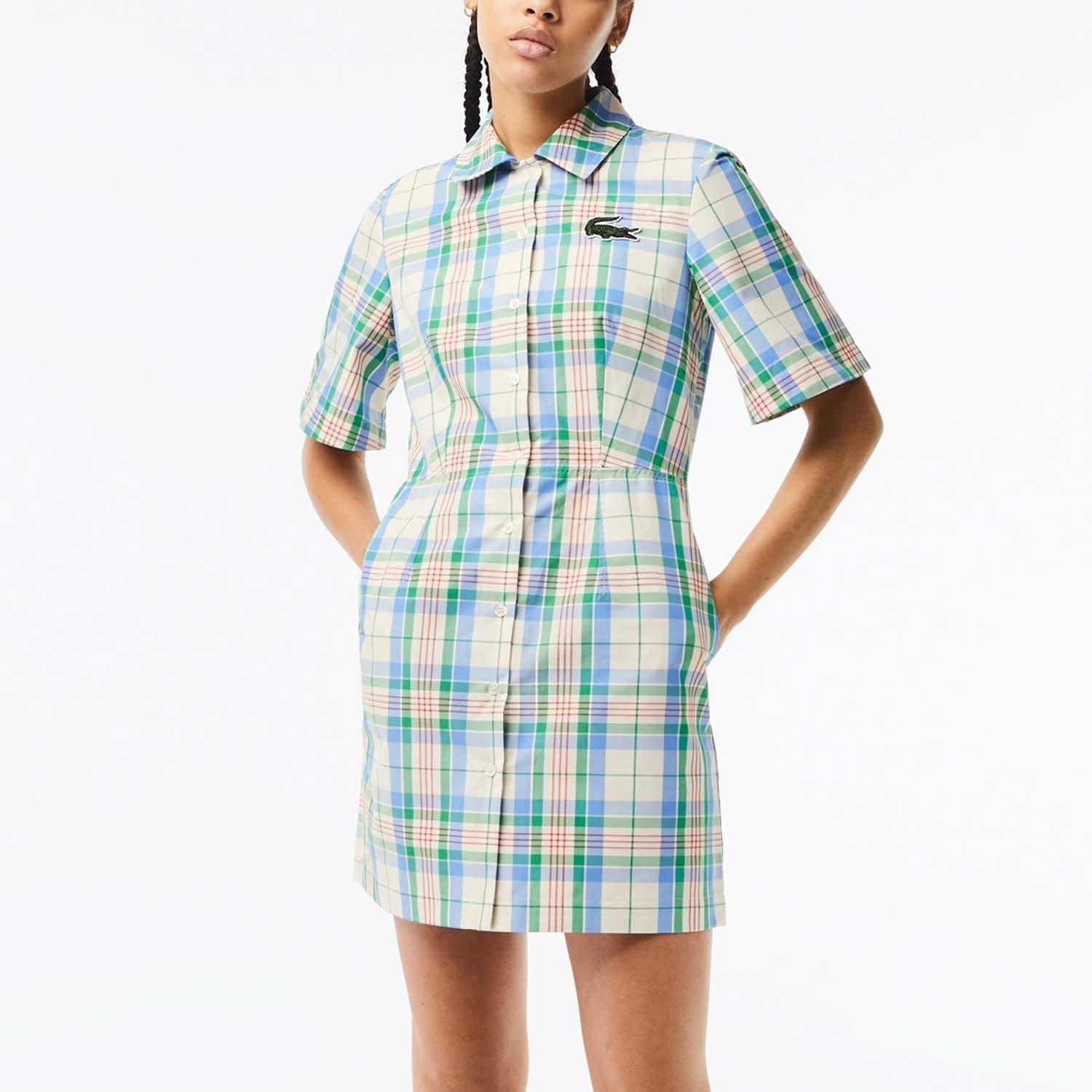 Multi Colour - Lacoste - Cotton Blend Checkerboard Dress - 1