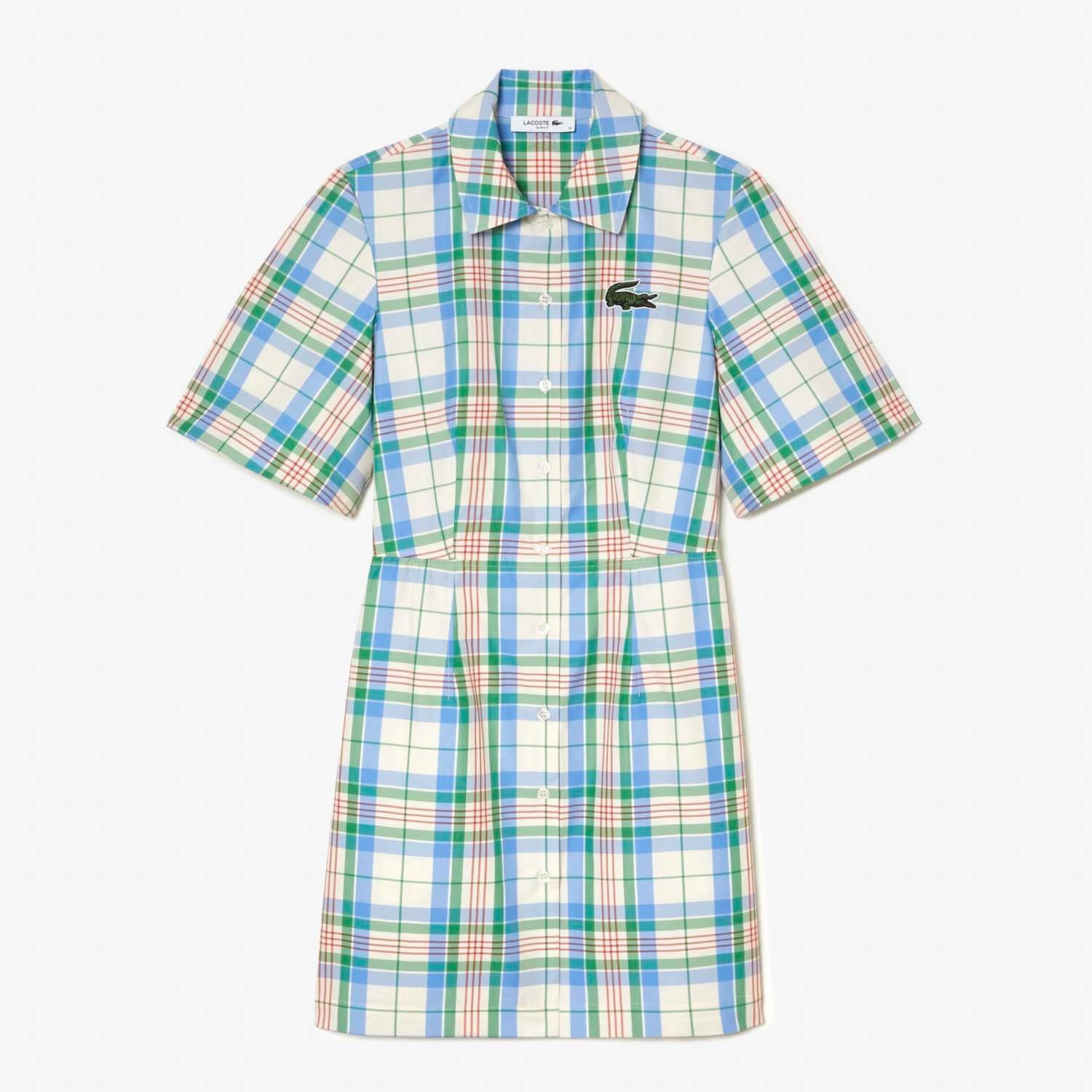 Multi Colour - Lacoste - Cotton Blend Checkerboard Dress - 3
