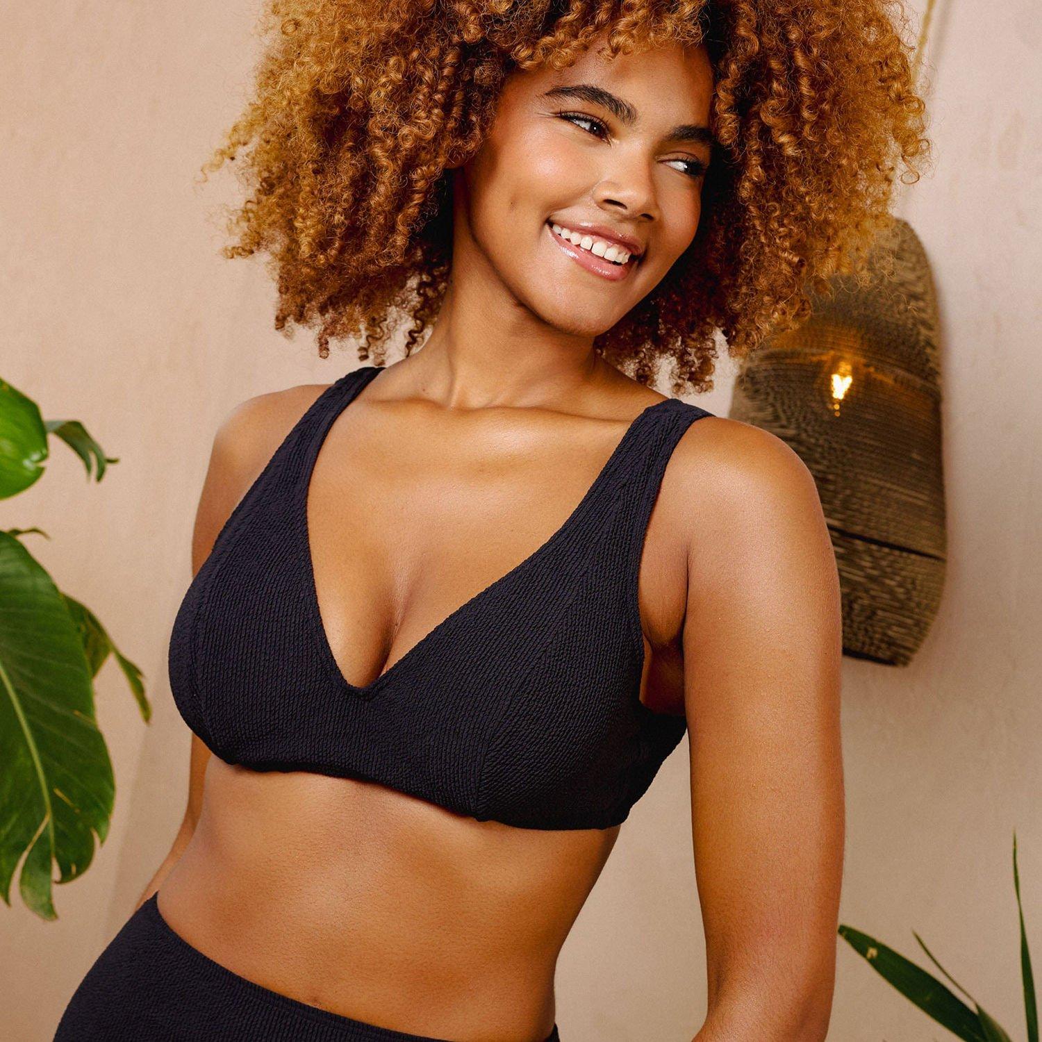 Black - Peek and Beau - Mila Black Fuller Bust Scrunch Hidden Underwire Bi - 1