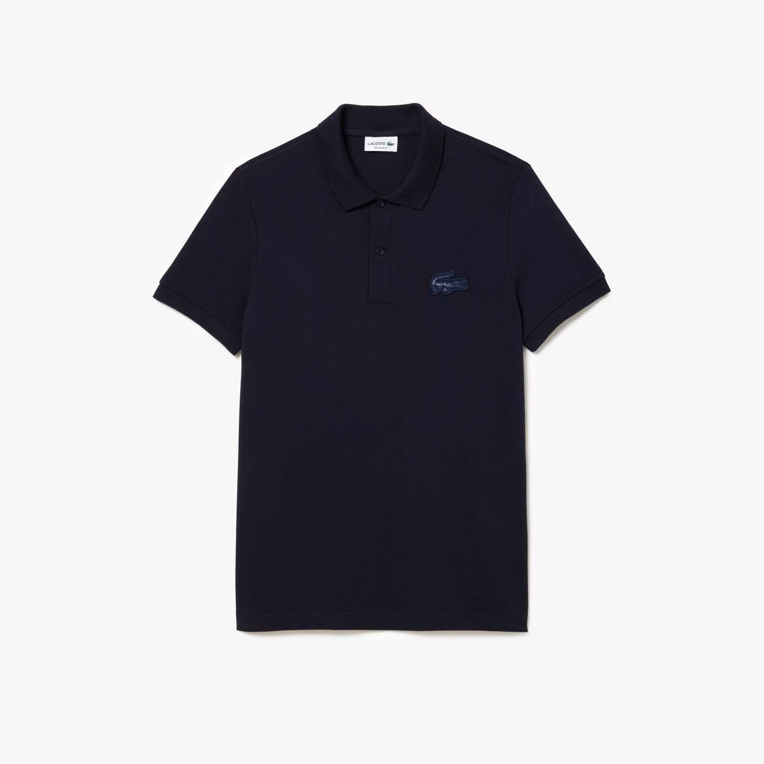 Blue - Lacoste - Regular Fit Quilted Crocodile Badge Polo Shirt - 1