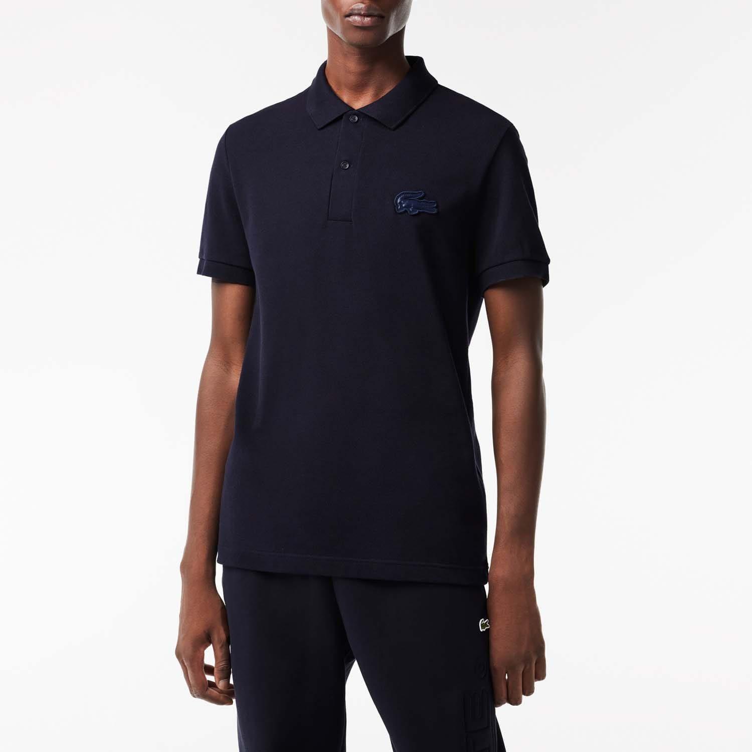 Blue - Lacoste - Regular Fit Quilted Crocodile Badge Polo Shirt - 3