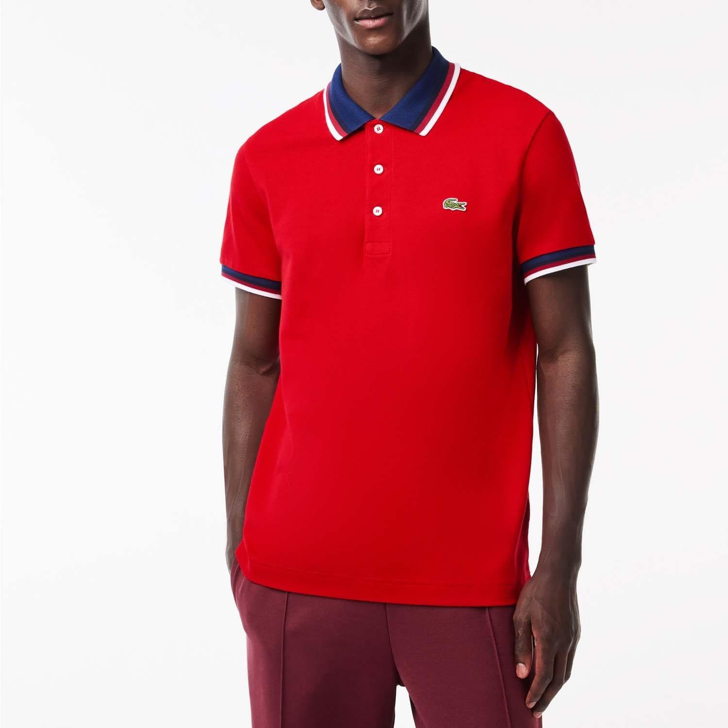 Red - Lacoste - Regular Fit Stretch Mini Piqu¿ Polo Shirt - 1