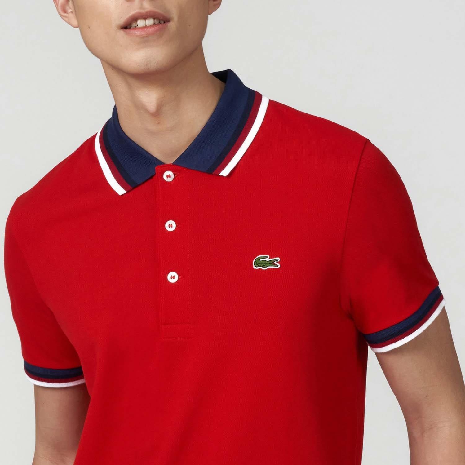Red - Lacoste - Regular Fit Stretch Mini Piqu¿ Polo Shirt - 4