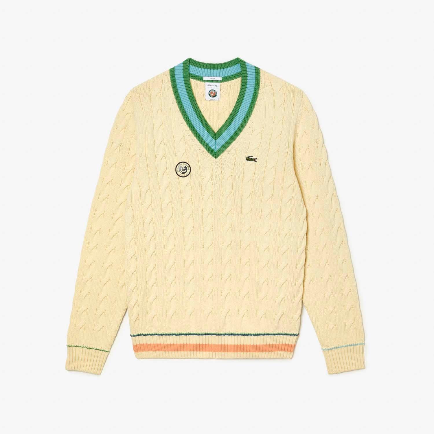Multi Colour - Lacoste - Roland Garros Edition V-Neck Tennis Jumper - 1