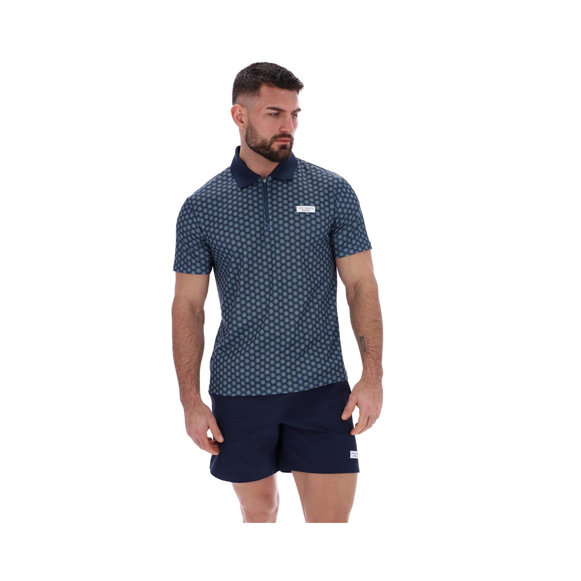 Navy - Ted Baker - JAYDEN Printed Tennis Polo Shirt - 1