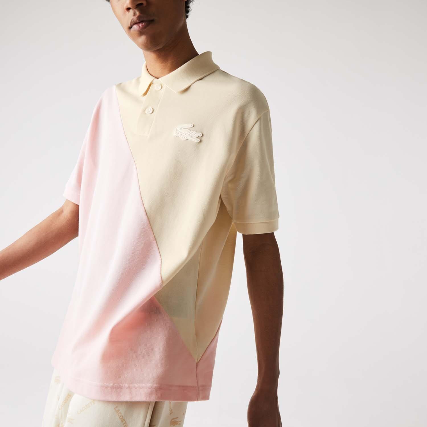 Beige - Lacoste - Loose Fit Colourblock Cotton Piqu¿ Polo Shirt - 2
