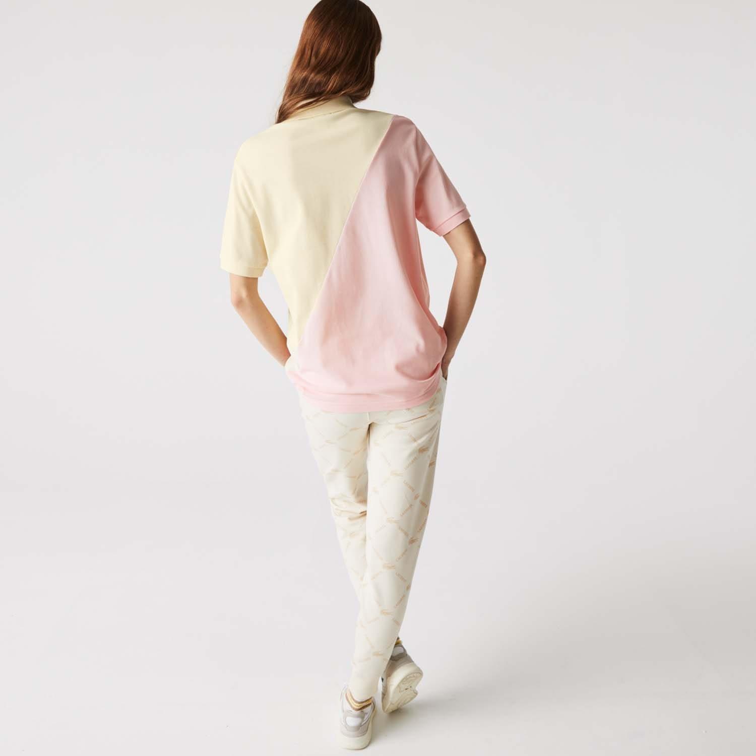 Beige - Lacoste - Loose Fit Colourblock Cotton Piqu¿ Polo Shirt - 3