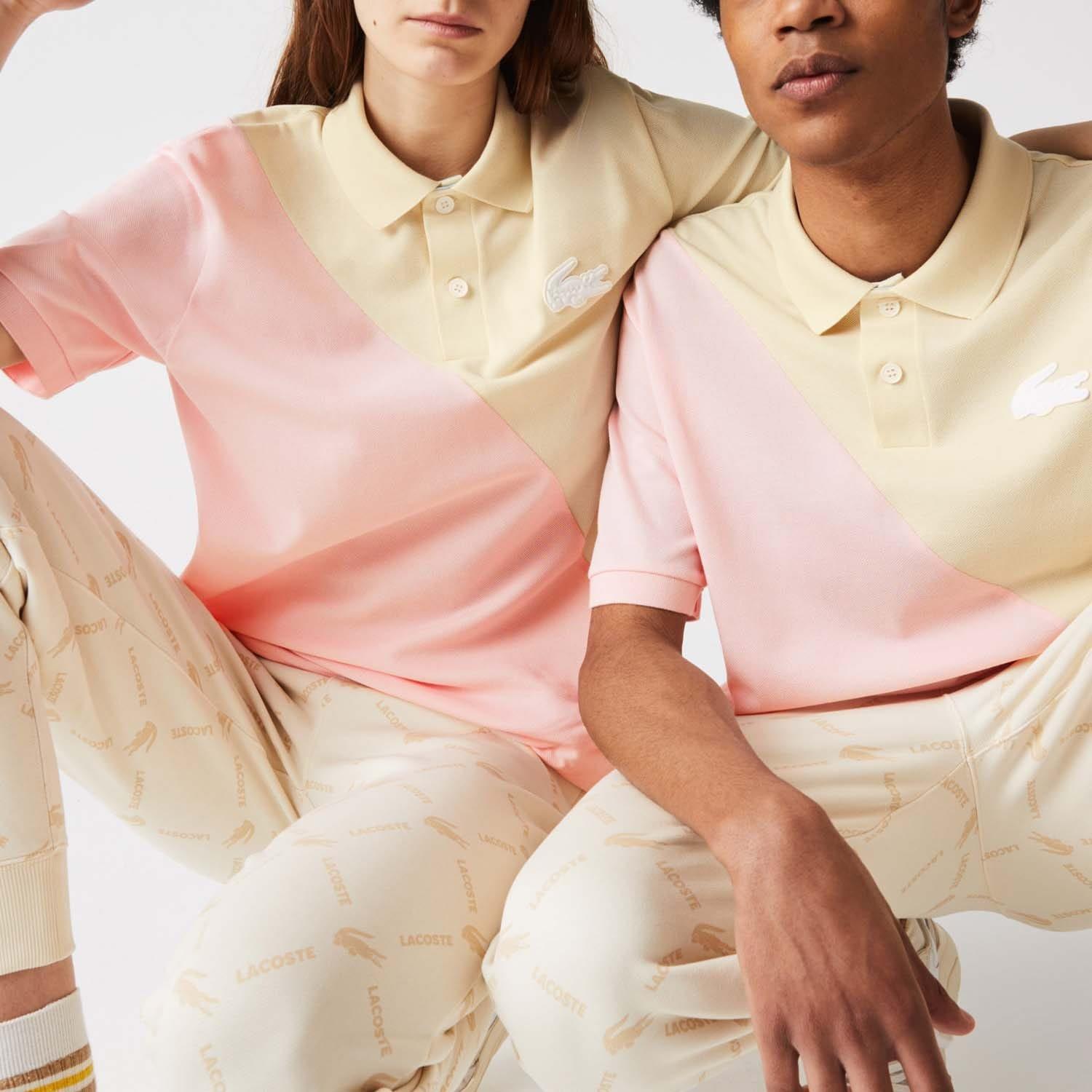 Beige - Lacoste - Loose Fit Colourblock Cotton Piqu¿ Polo Shirt - 5