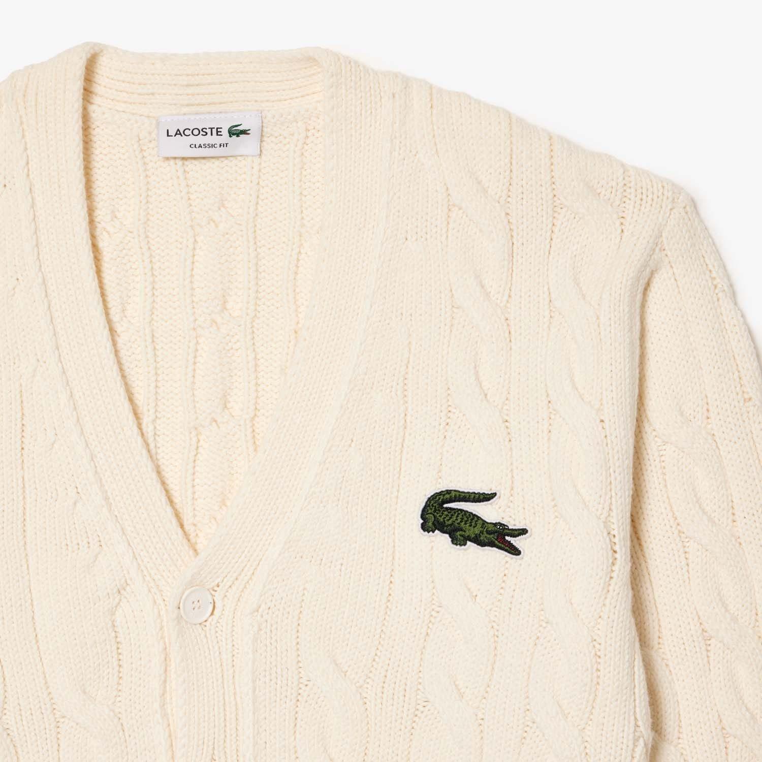 Multi Colour - Lacoste - Cable Knit Striped Cardigan - 4