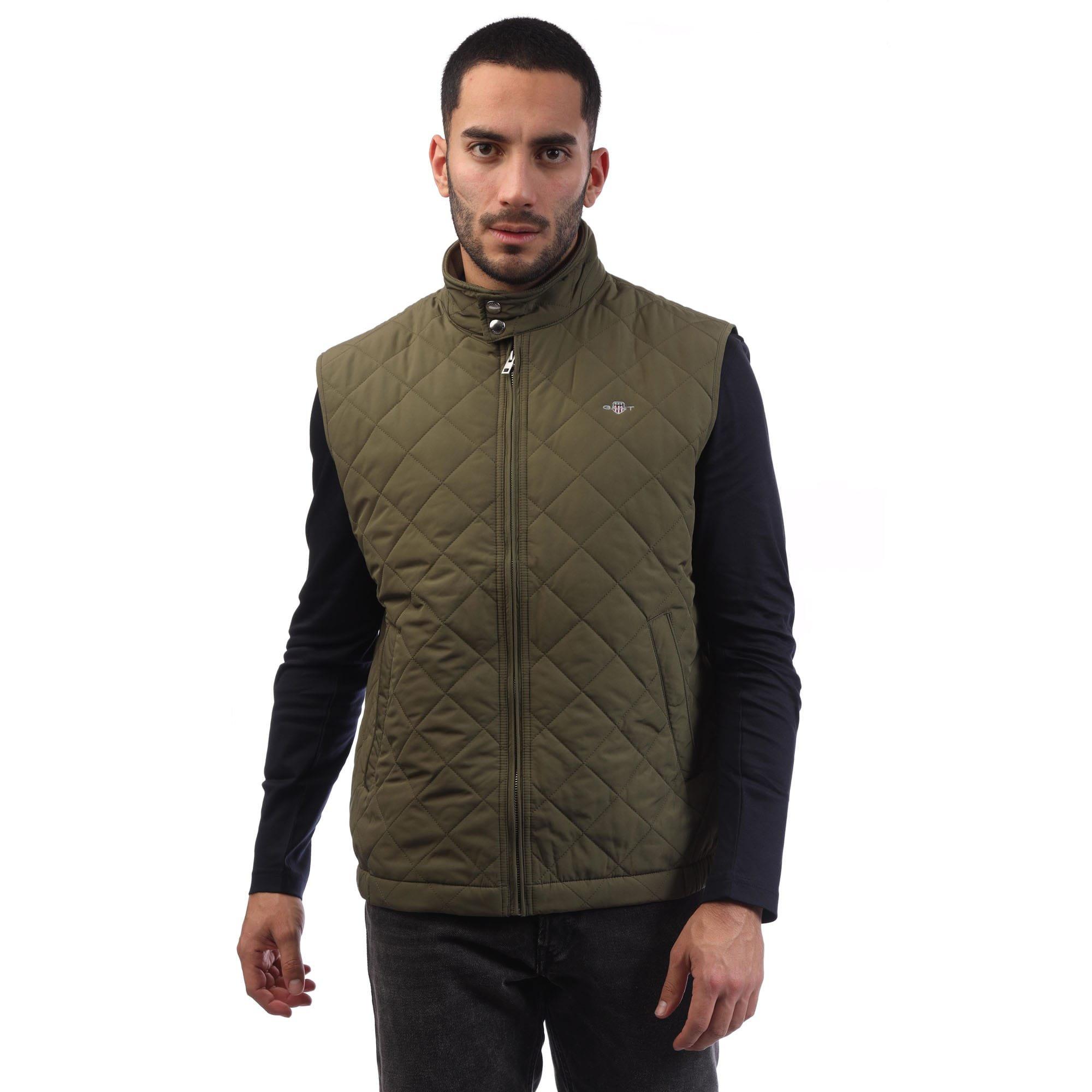 Gant Men's Quilted Windcheater Vest - Green - L