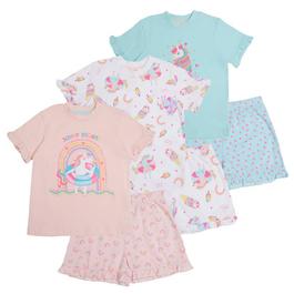 Be You Younger Girls 3 Pack Unicorn Ice Cream Shortie Pyjamas