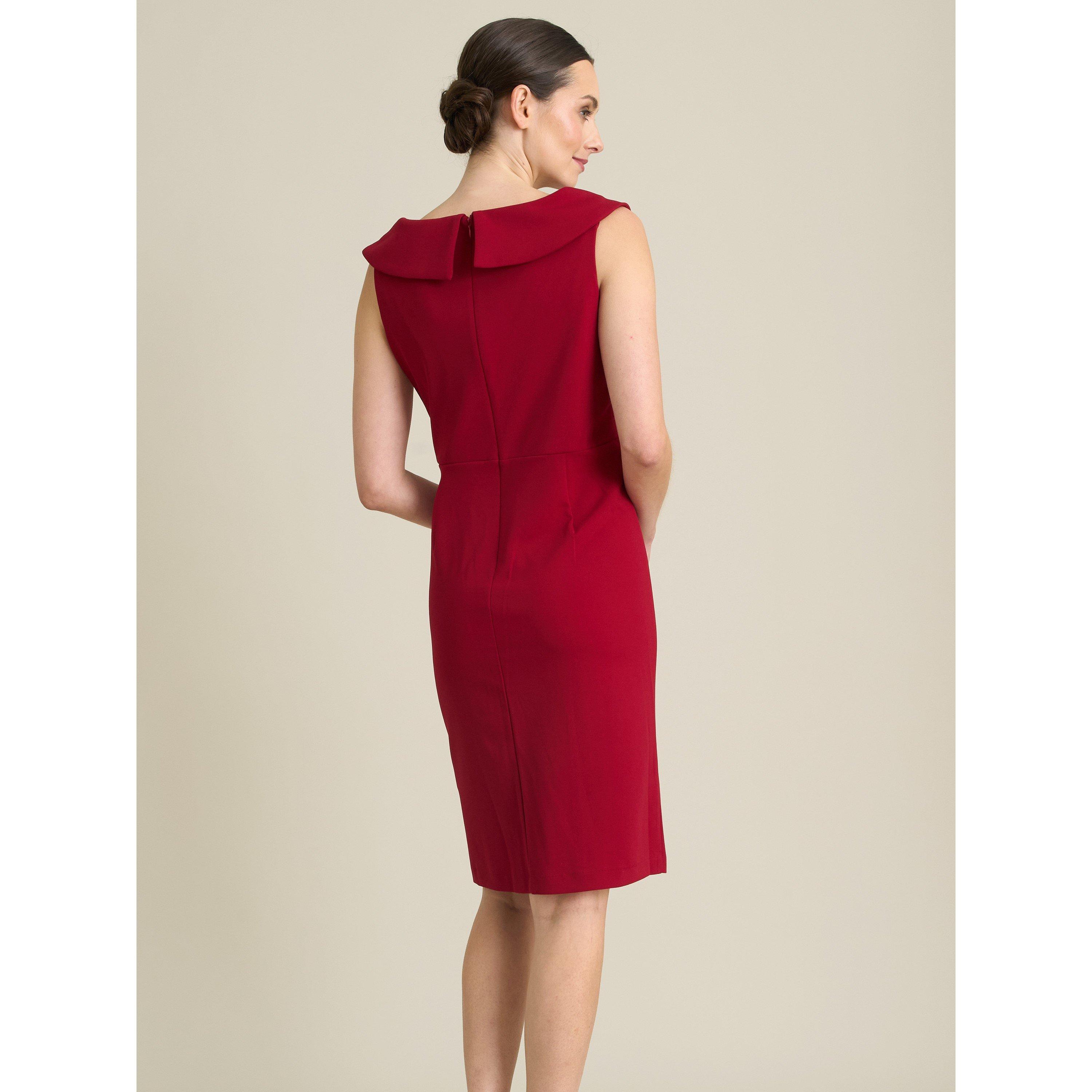 Red - Gina Bacconi - Solange Ruched Wrap Dress - 2