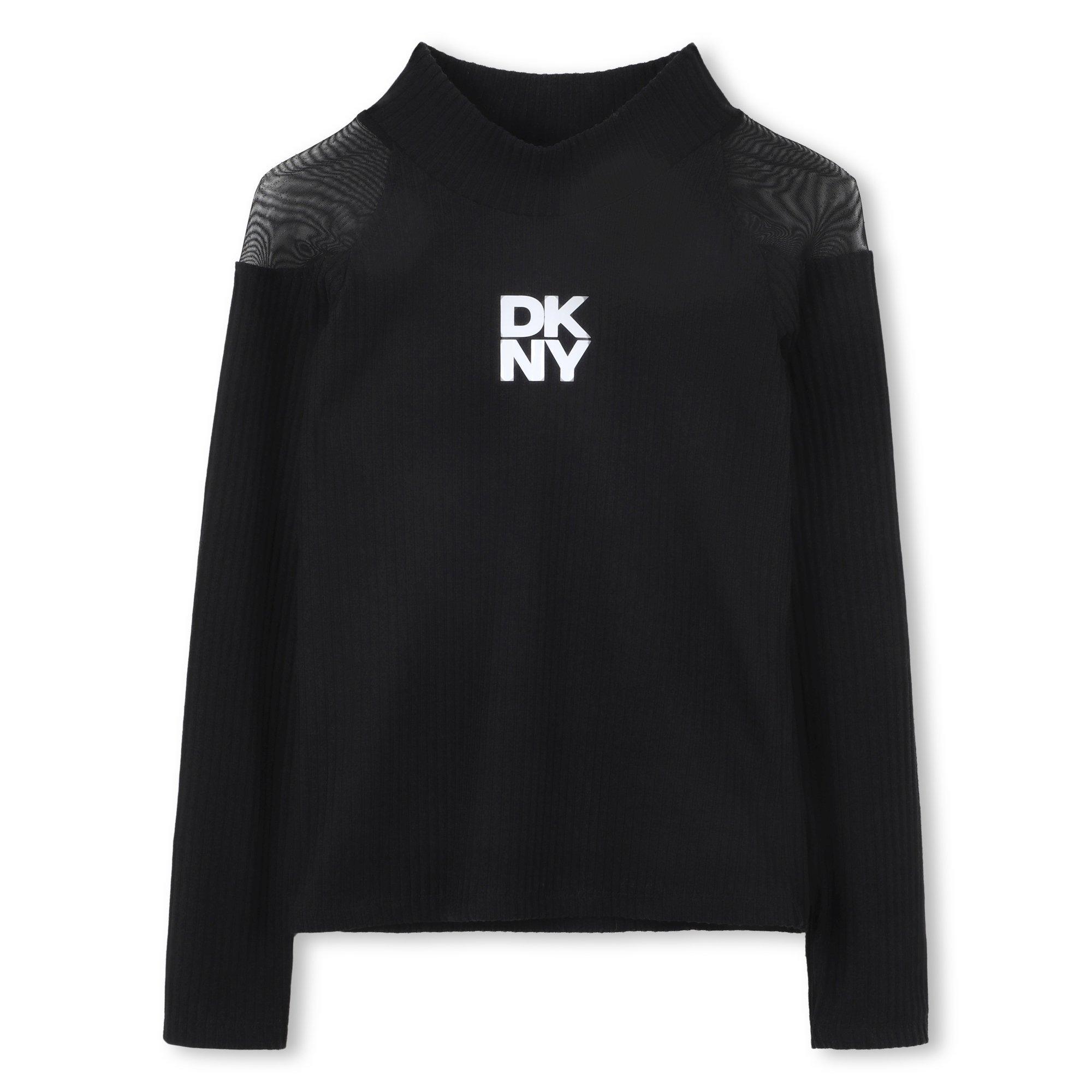 DKNY Kids' Mesh Crew Neck Jumper - Black - Size 8Y