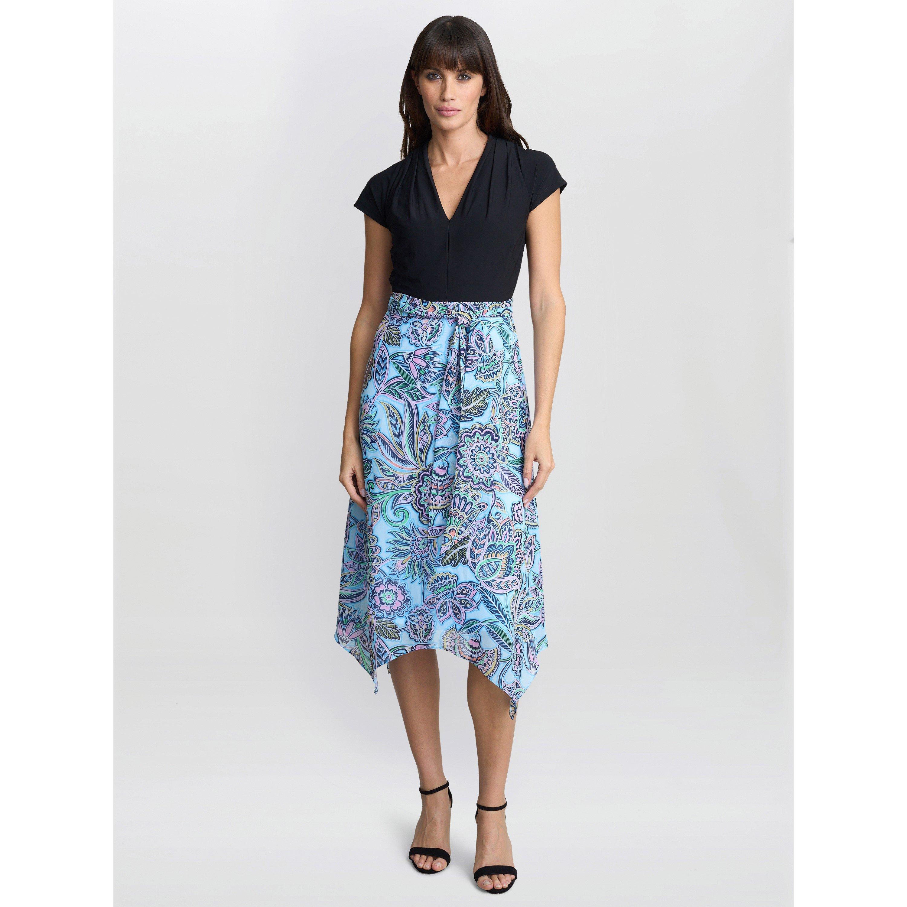 Multi - Gina Bacconi - Charlotte Handkerchief Skirt Dress - 1