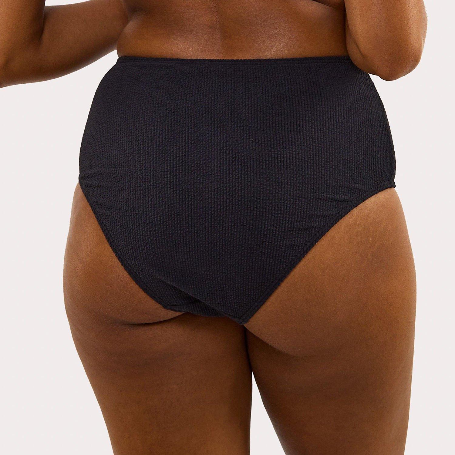 Black - Peek and Beau - Mila Black Textured High Waisted Bikini Bottom - 3
