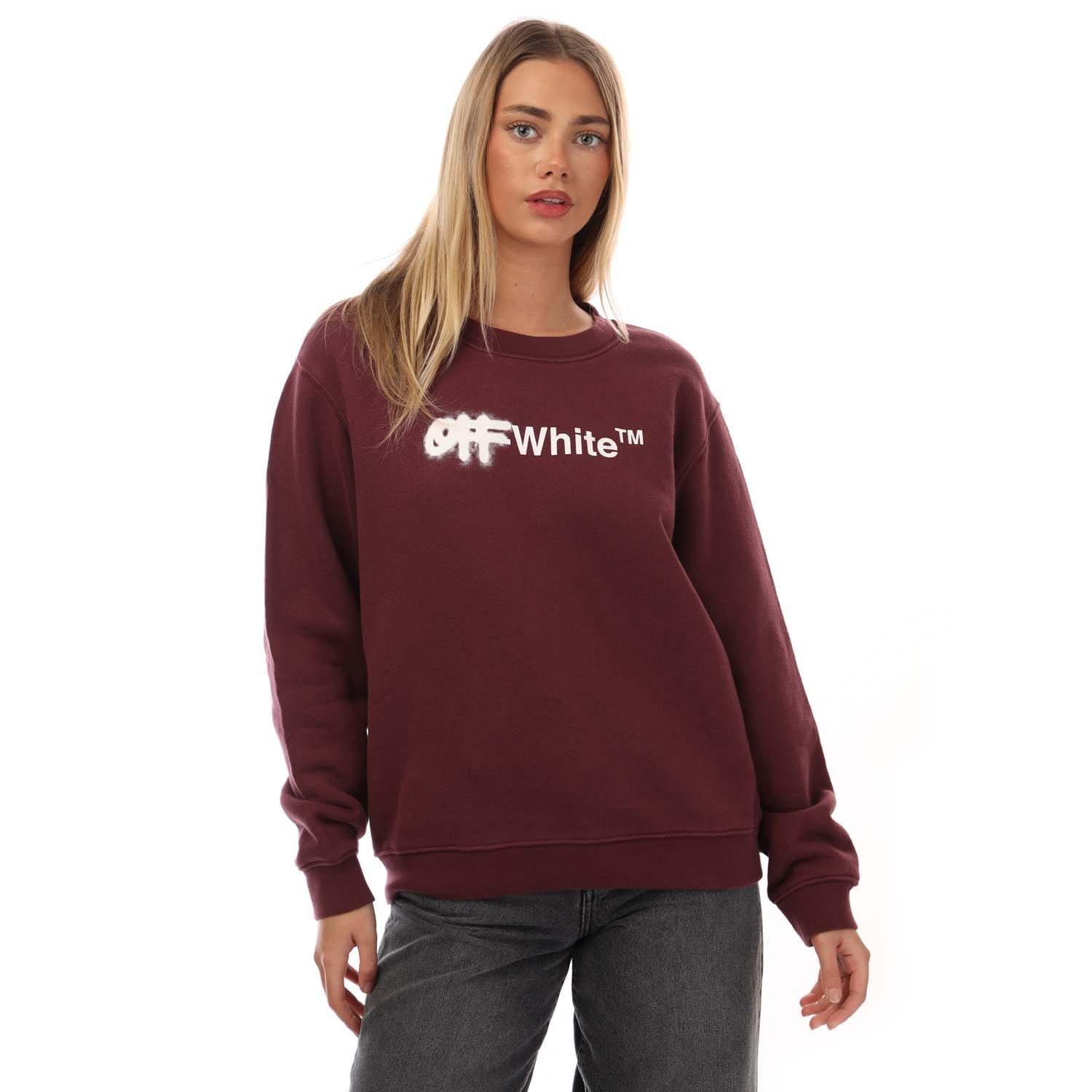 Burgundy - Off White - Spray Helvetica Regular Crewneck Sweatshirt - 1