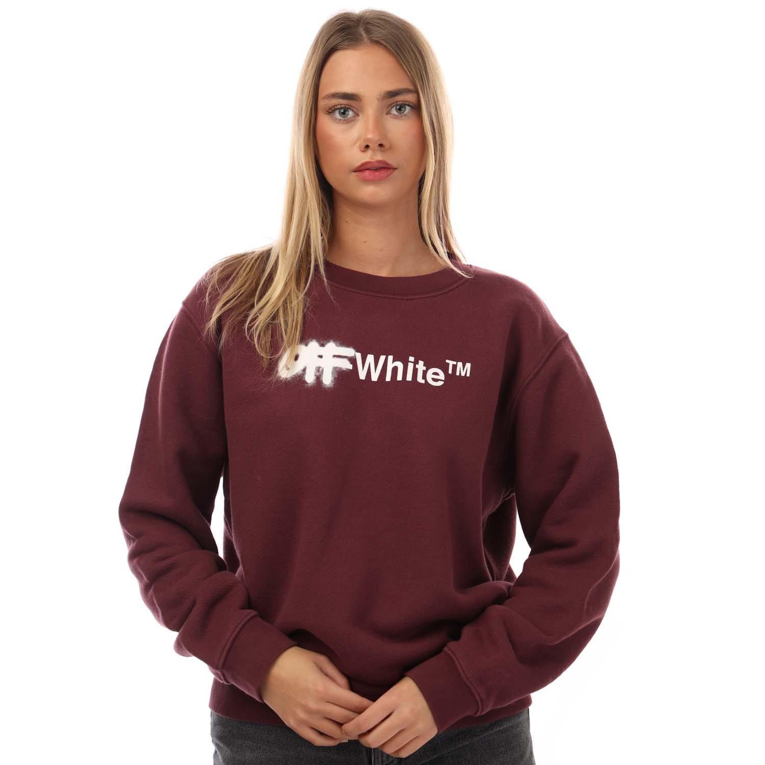 Burgundy - Off White - Spray Helvetica Regular Crewneck Sweatshirt - 3