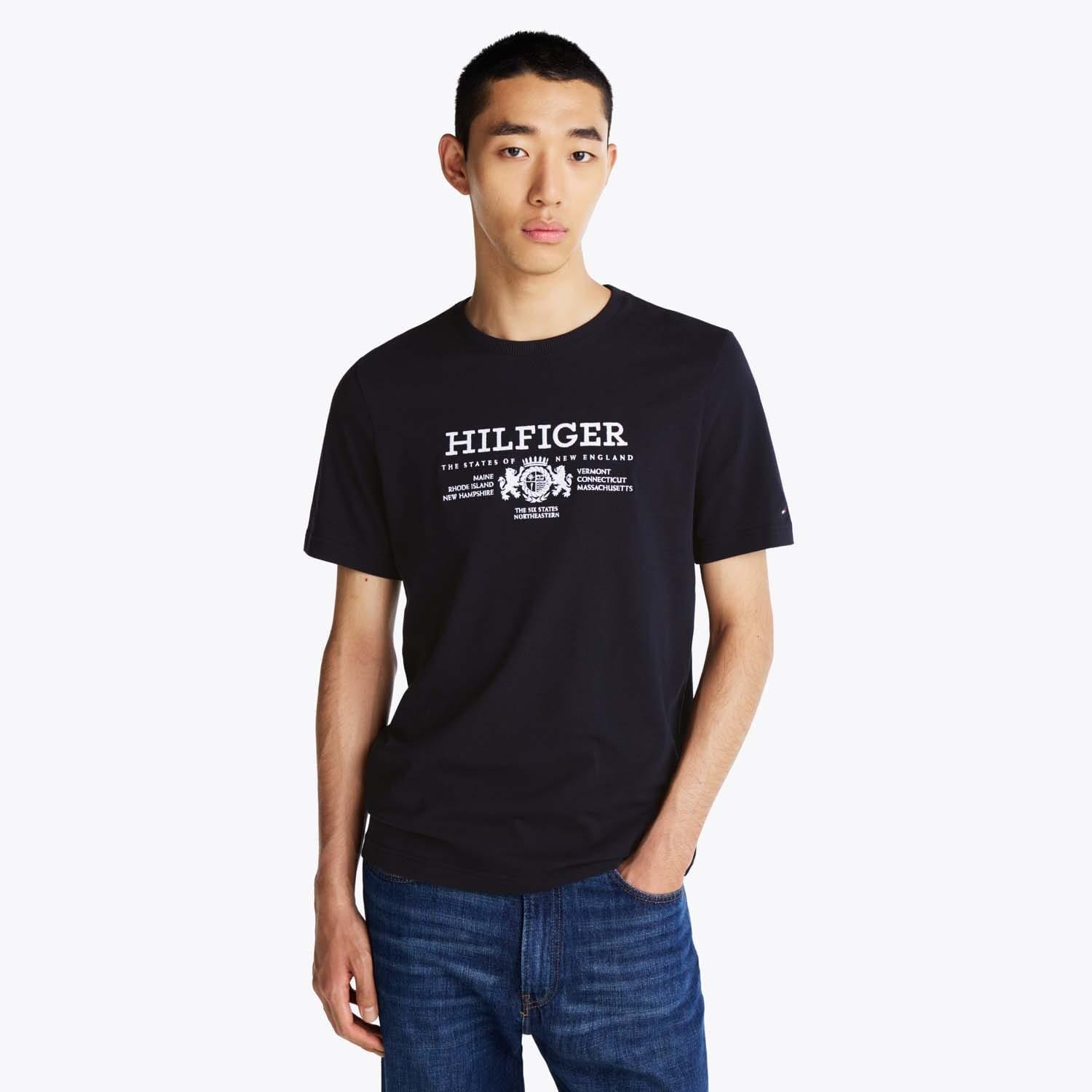 Blue - Tommy Hilfiger - Crest Logo Embroidery T-Shirt - 2