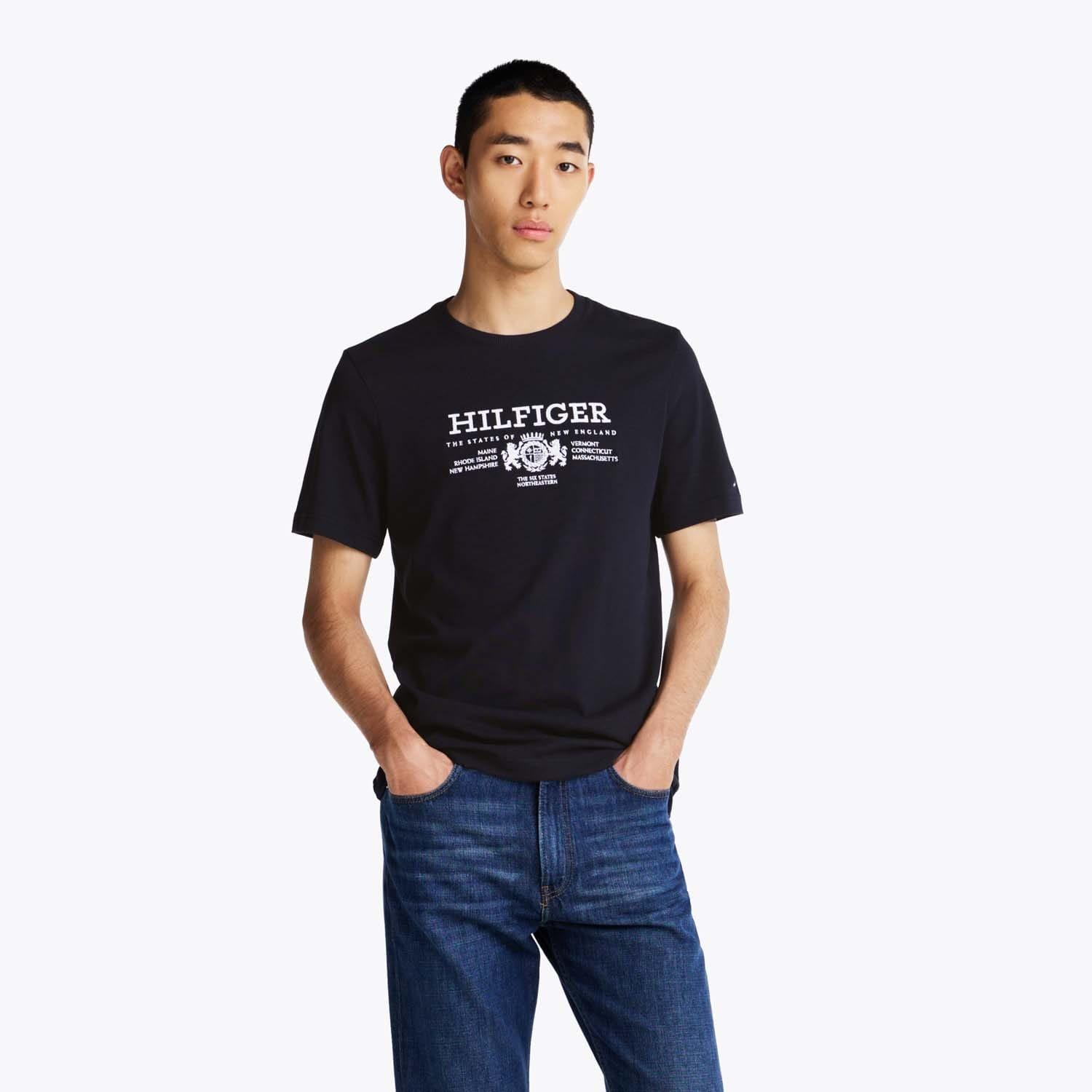 Blue - Tommy Hilfiger - Crest Logo Embroidery T-Shirt - 4