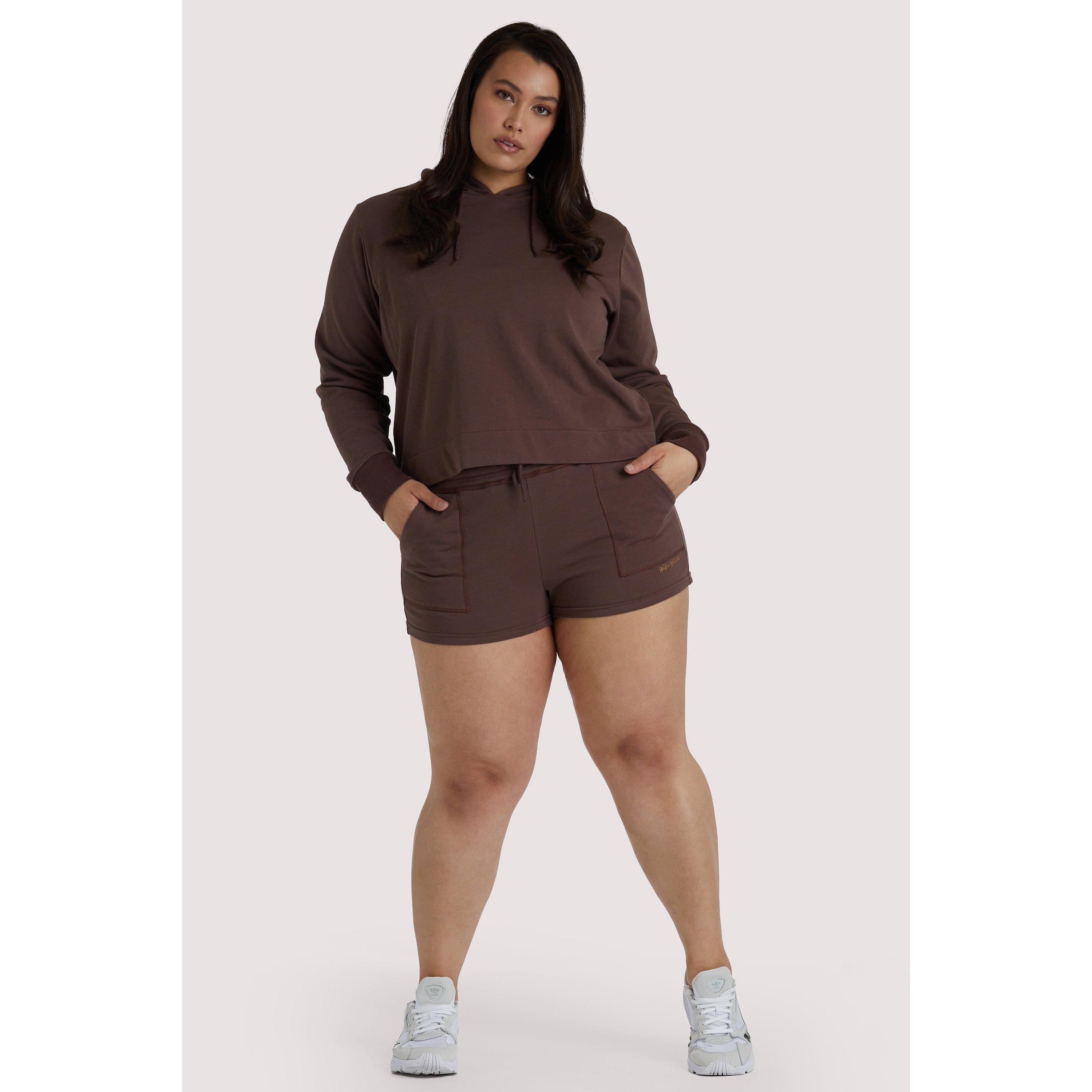 Brown - Wolf and Whistle - Brown Curve Hooded Top - 1