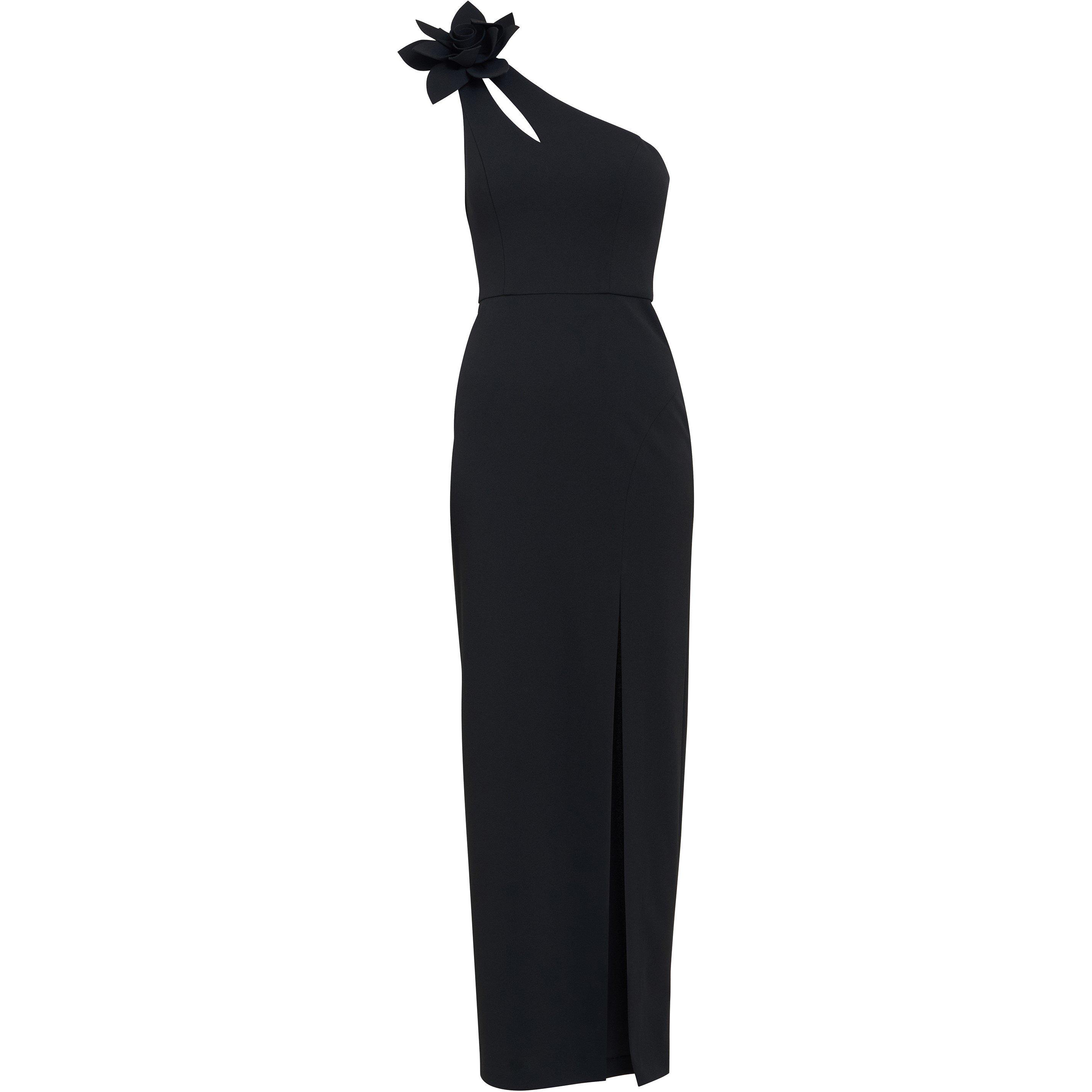 Black - Gina Bacconi - PORTIA One Shoulder Flower Maxi Dress - 3