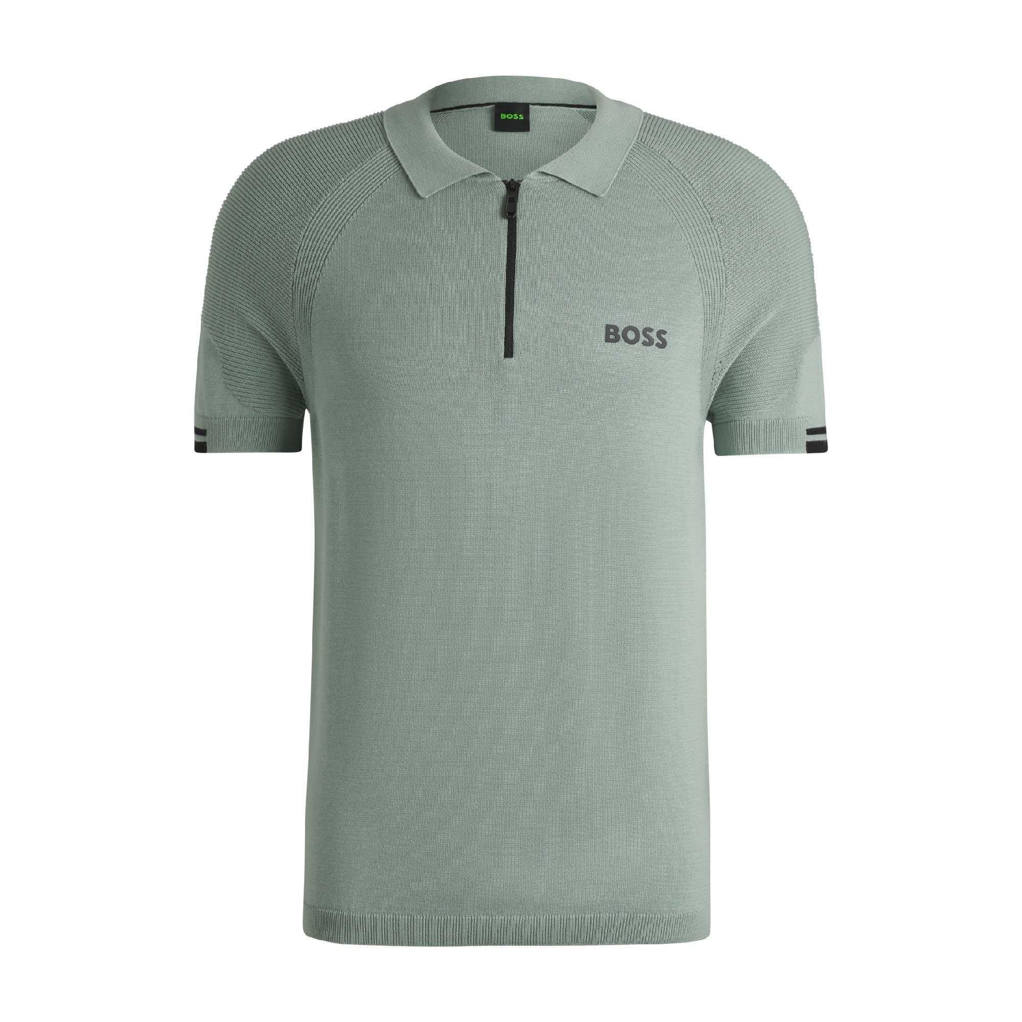Green - Boss - K Perform Max Zip Neck Polo Shirt - 1