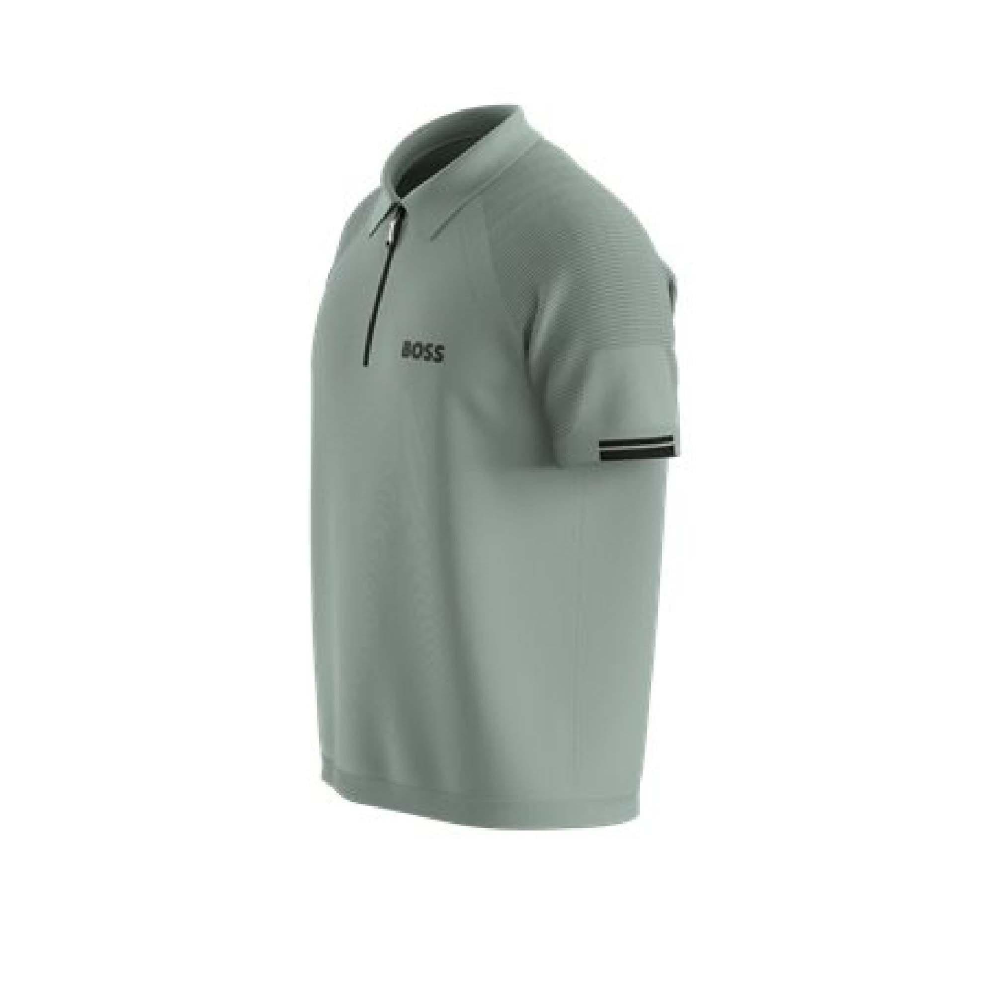 Green - Boss - K Perform Max Zip Neck Polo Shirt - 5