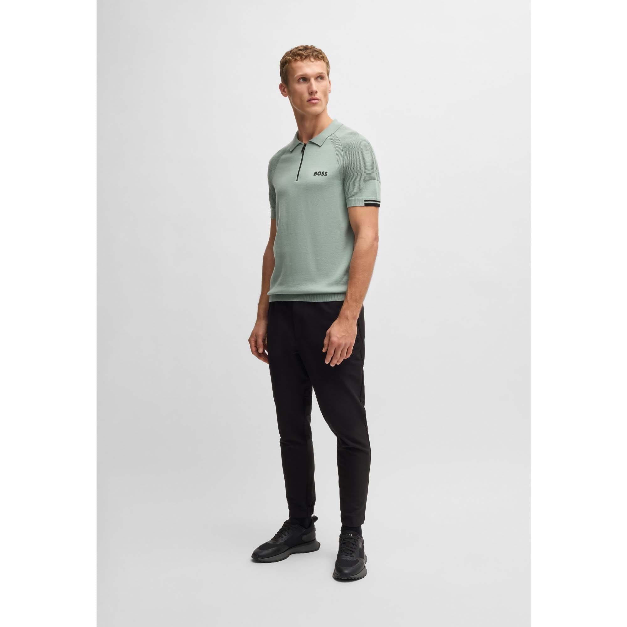 Green - Boss - K Perform Max Zip Neck Polo Shirt - 7