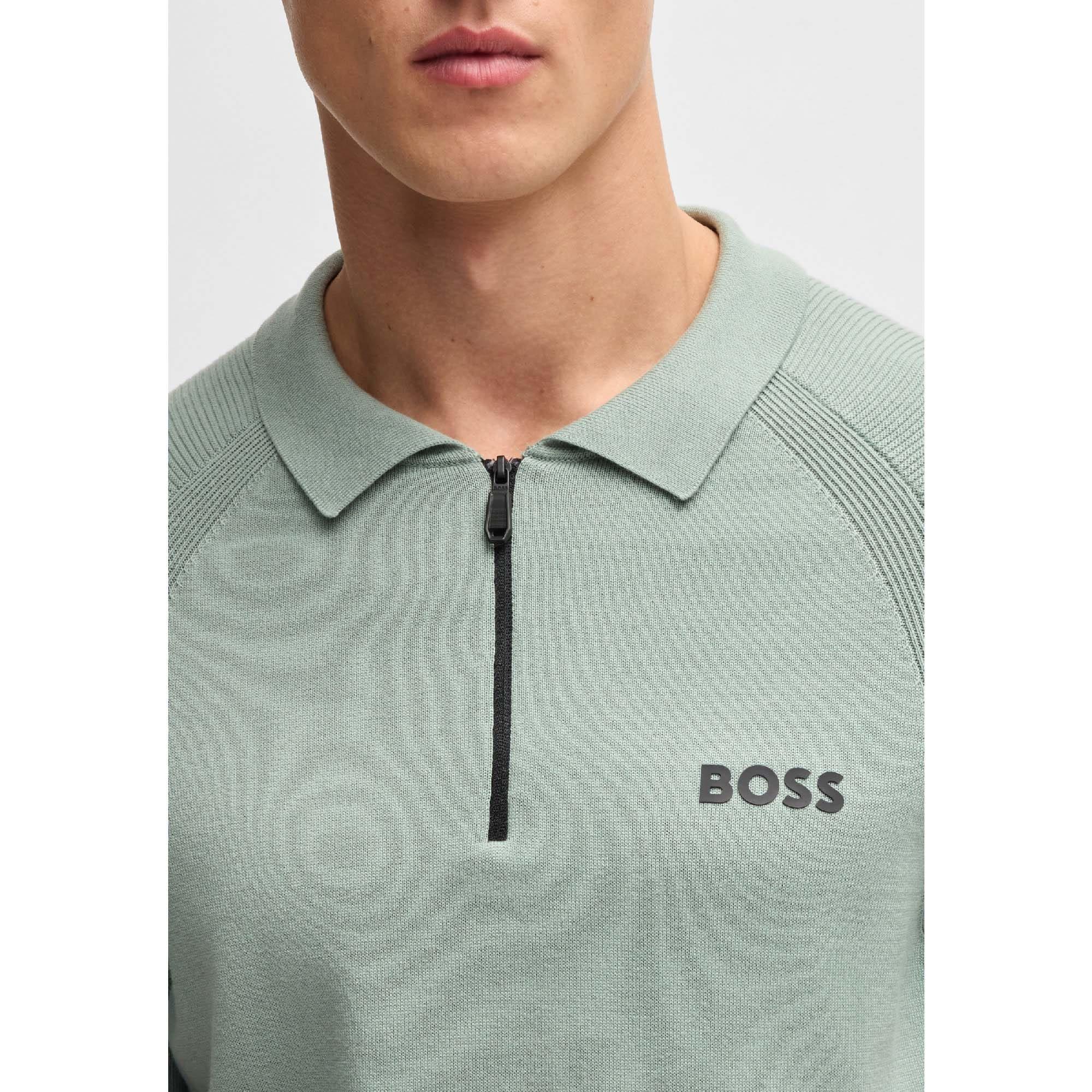 Green - Boss - K Perform Max Zip Neck Polo Shirt - 10