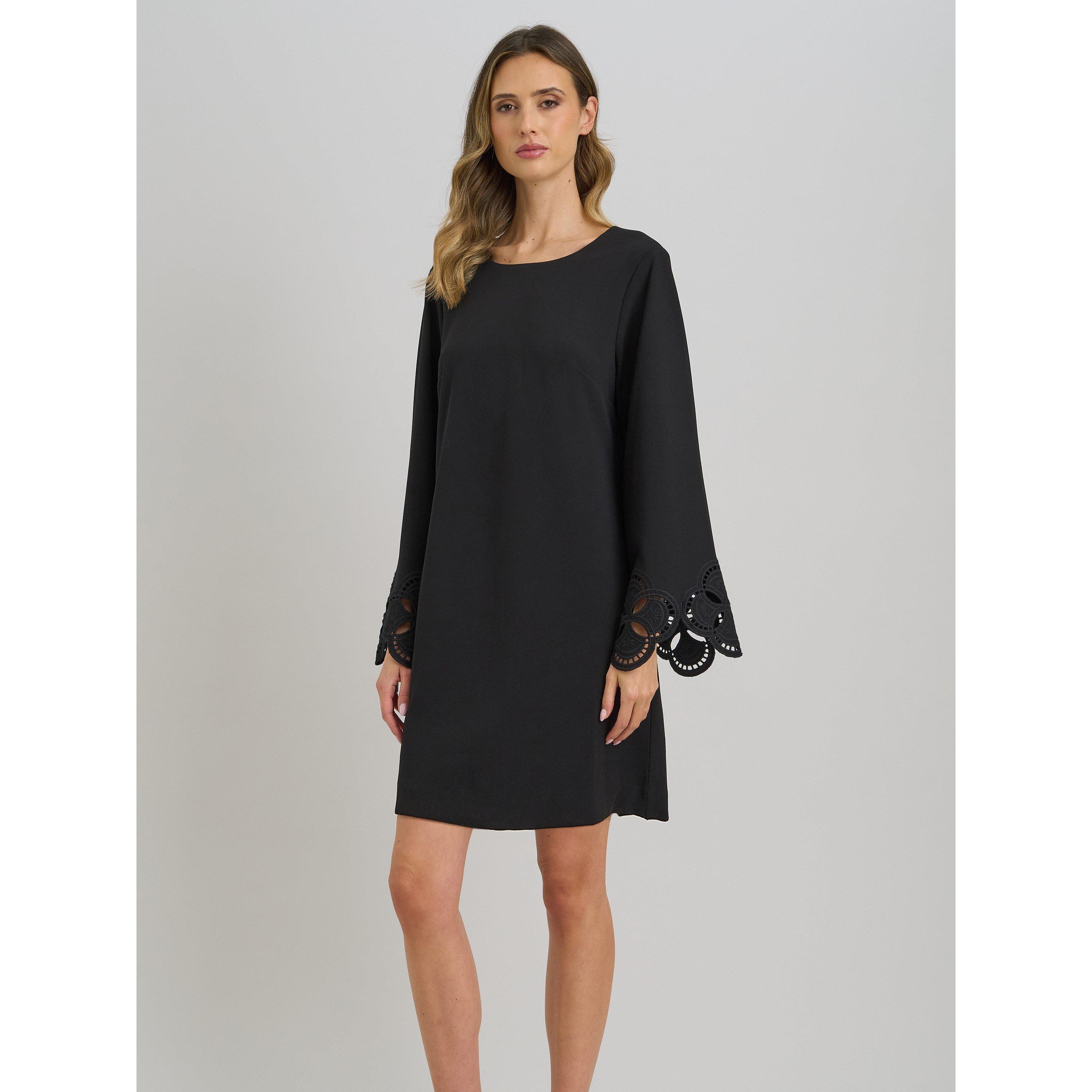 Black - Gina Bacconi - Anisa Lace-Cuff Shift Dress - 1