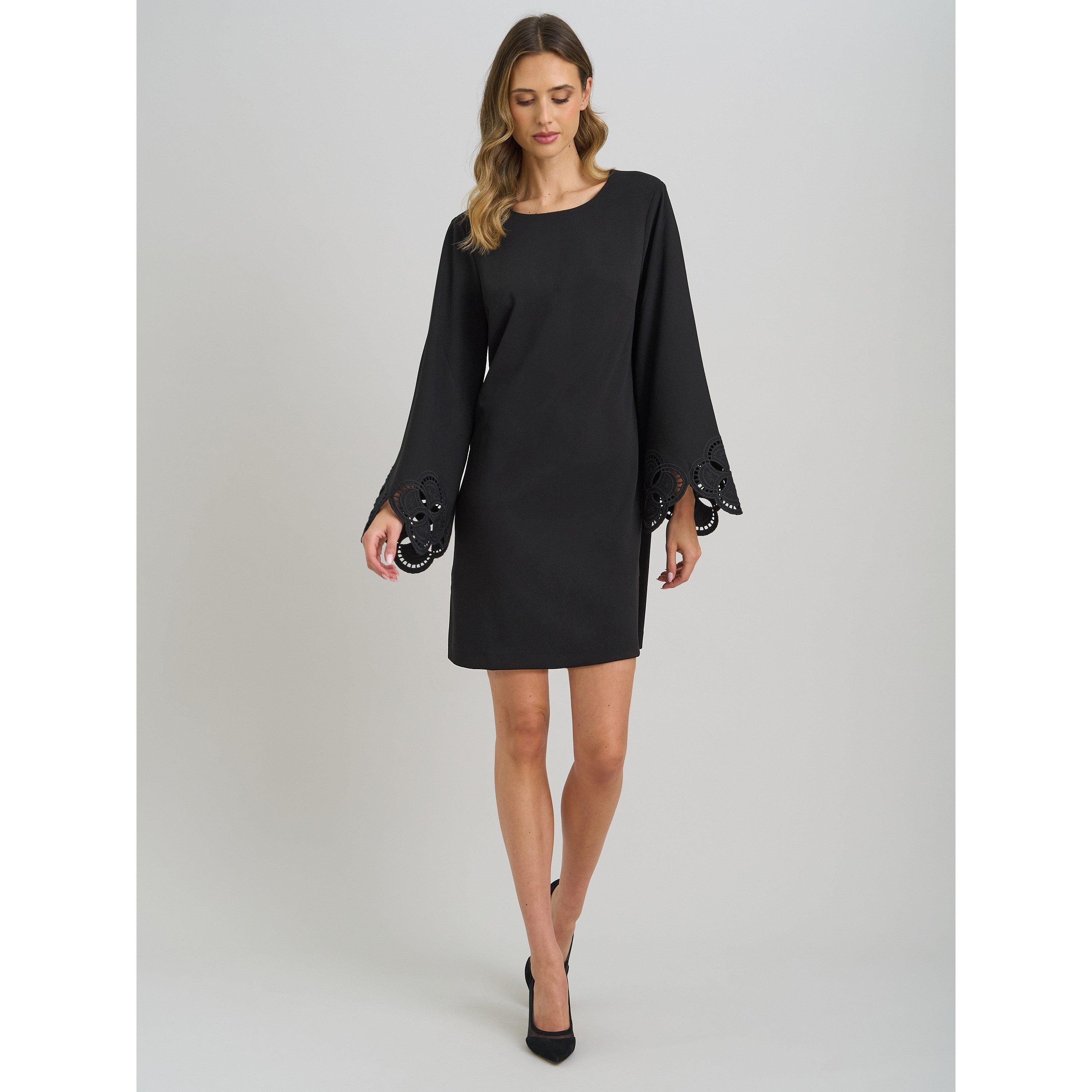 Black - Gina Bacconi - Anisa Lace-Cuff Shift Dress - 3