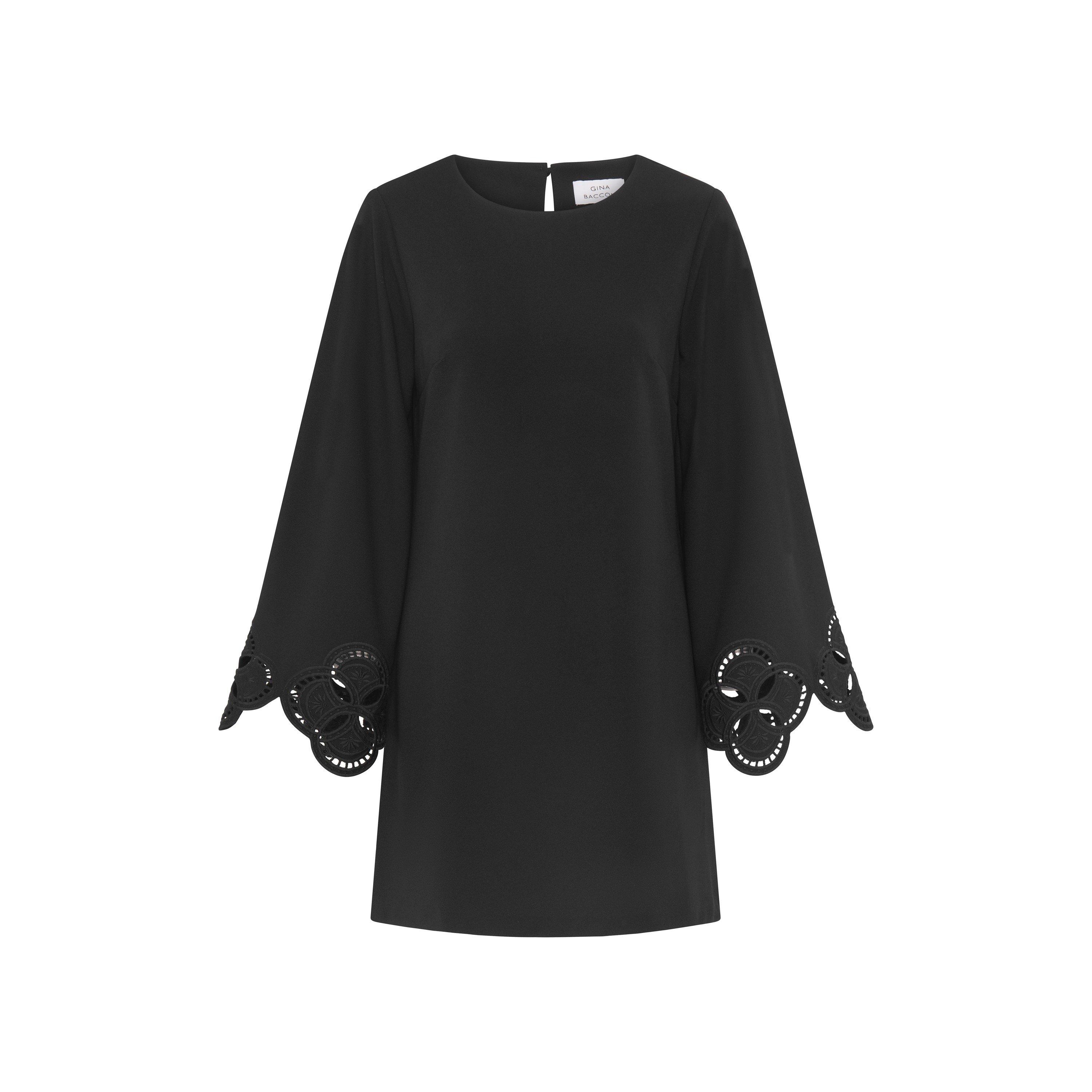 Black - Gina Bacconi - Anisa Lace-Cuff Shift Dress - 4
