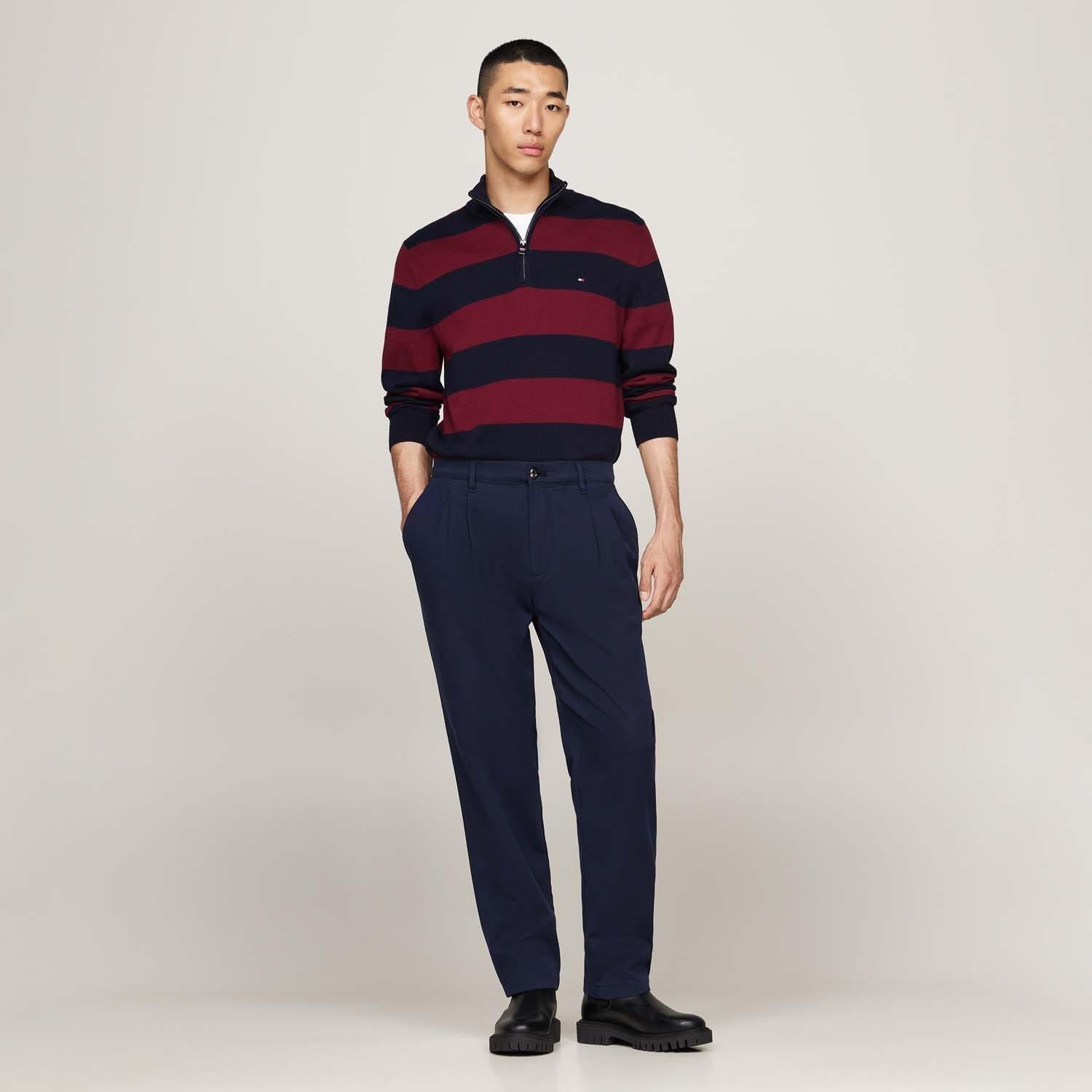 Blue - Tommy Hilfiger - Brushed Twill Tapered Chinos - 3