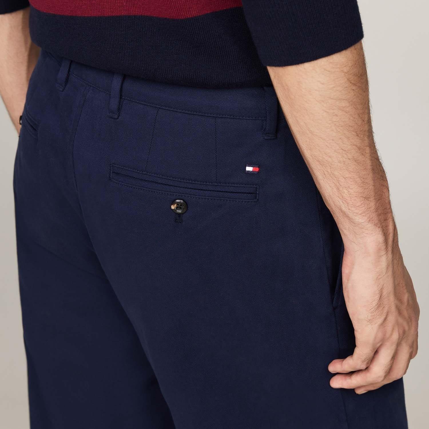 Blue - Tommy Hilfiger - Brushed Twill Tapered Chinos - 4