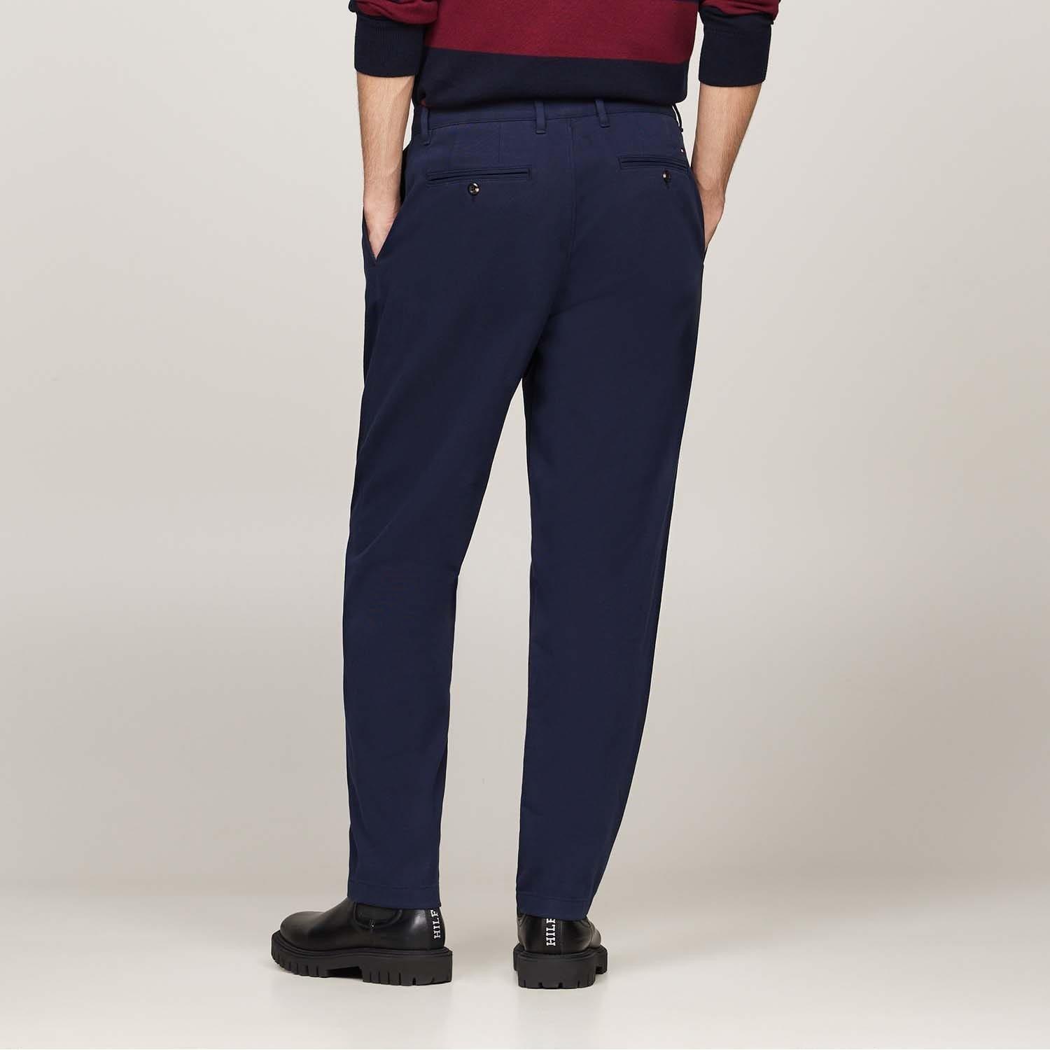 Blue - Tommy Hilfiger - Brushed Twill Tapered Chinos - 5