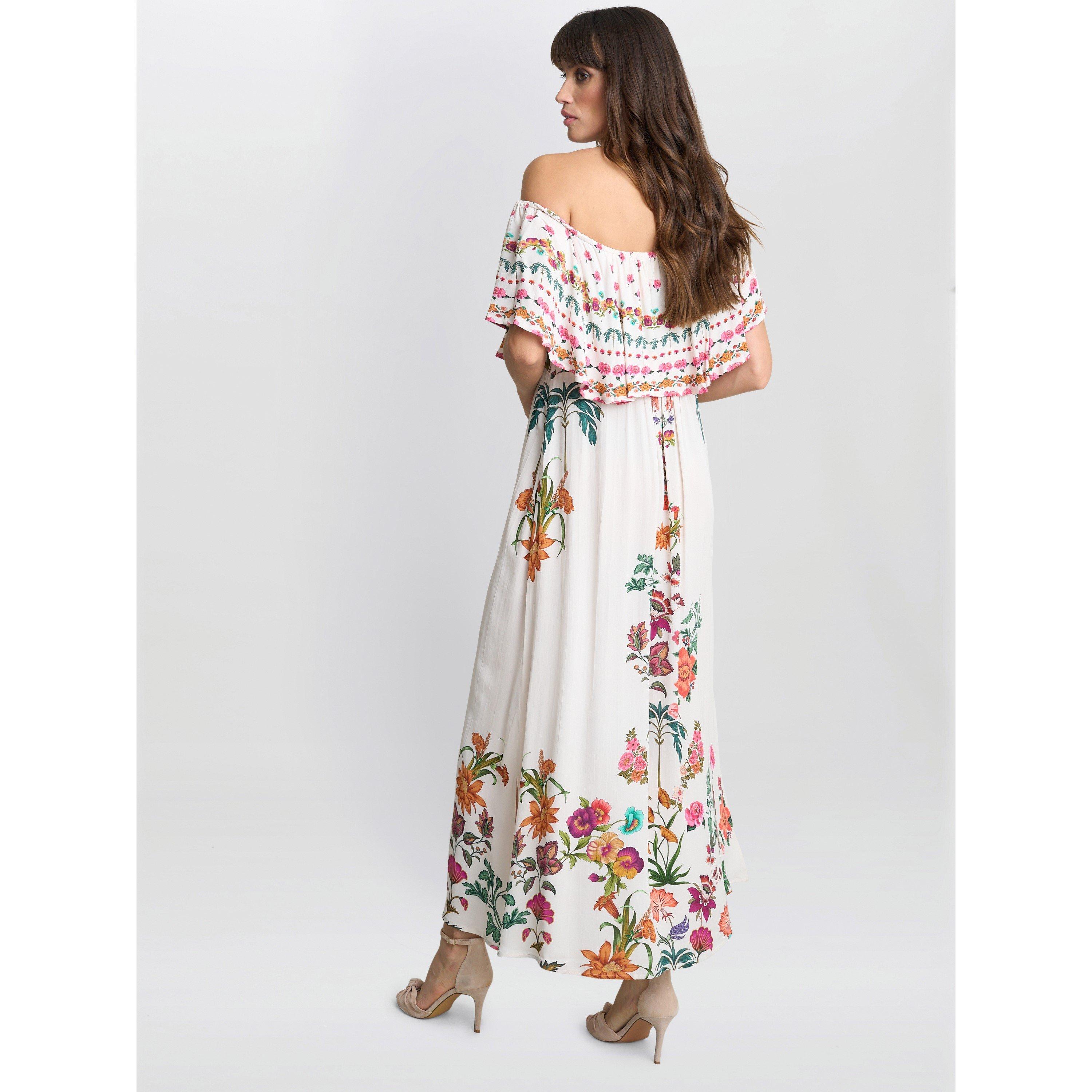 Multi - Gina Bacconi - Rose Off The Shoulder Frill Dress - 2