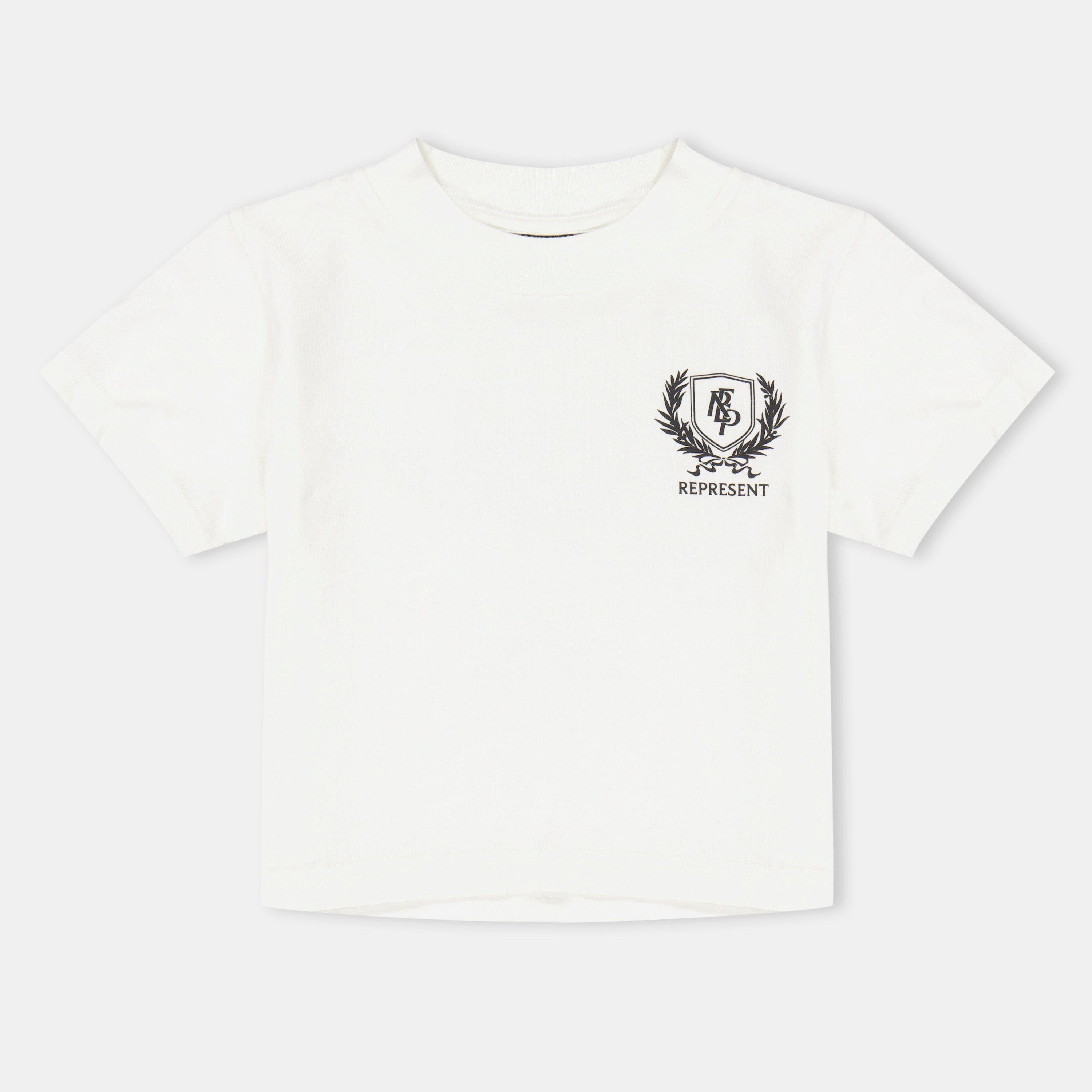 Represent  Infant Kids' Crest Cotton Short Sleeve Crew Neck T-Shirt - White - 4-5Y