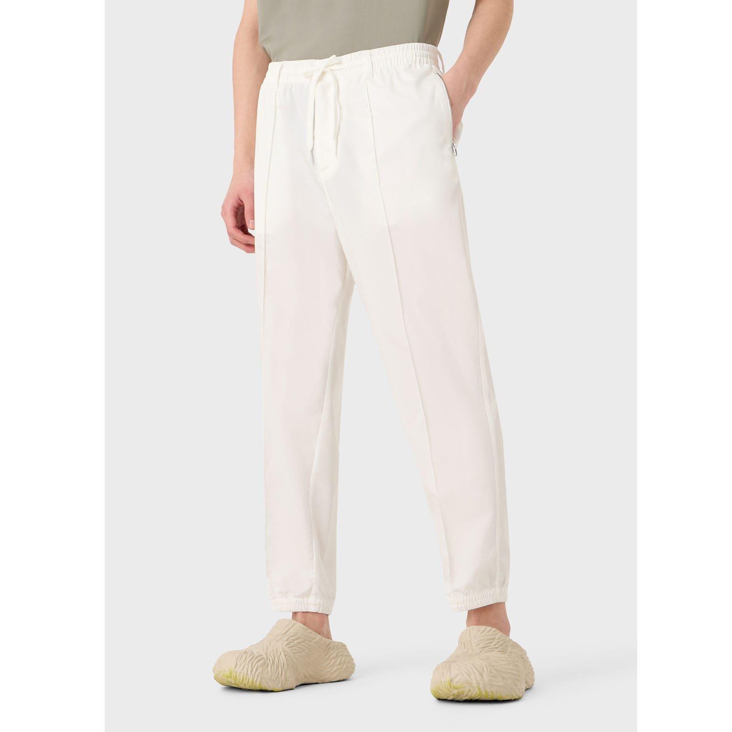 Emporio Armani Men's Pantaloni Straight Leg Trousers - White - 46R