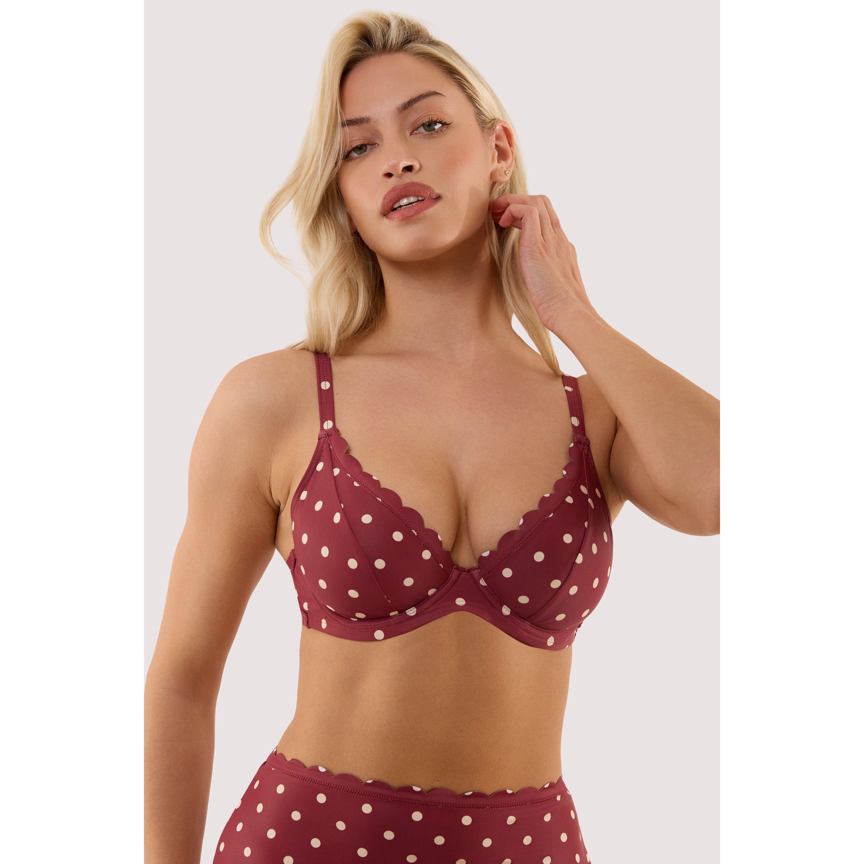 Wine - Peek and Beau - Hazel Wine Spot Underwired Bikini Top - 1