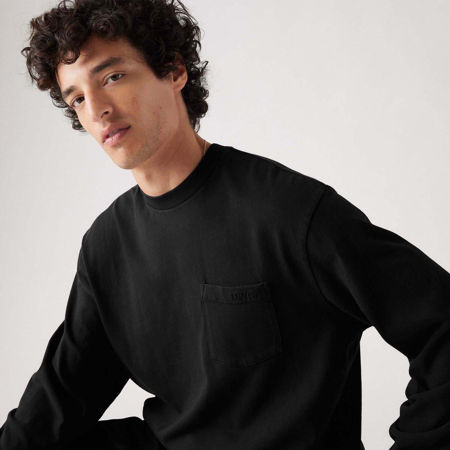 Black - Levis - Authentic Pocket Long Sleeve T-Shirt - 4