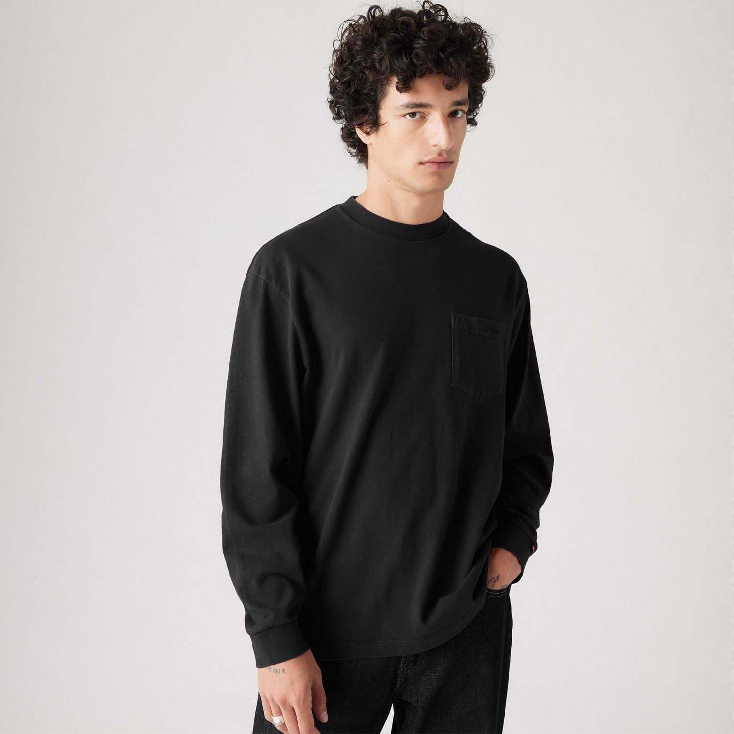 Black - Levis - Authentic Pocket Long Sleeve T-Shirt - 5