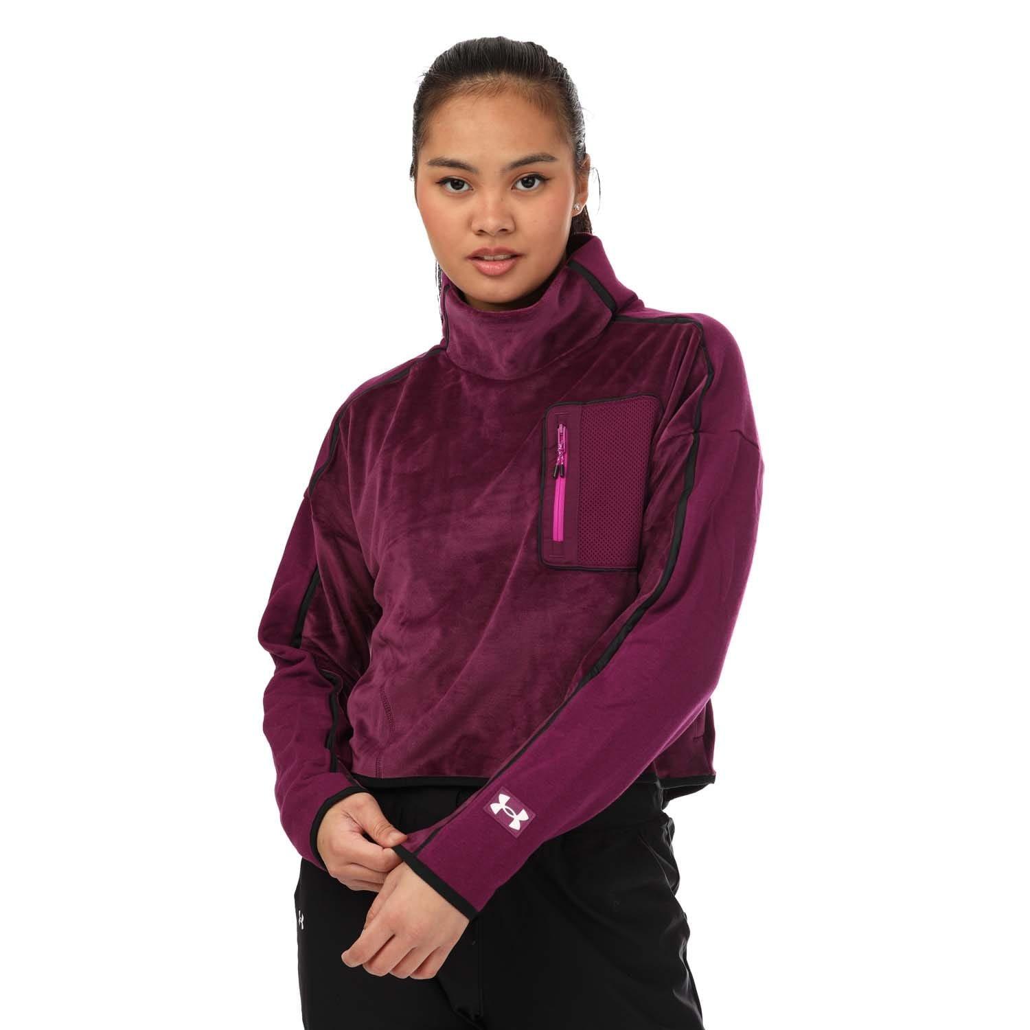 Purple - Under Armour - Journey Fleece Mock Neck Top - 1