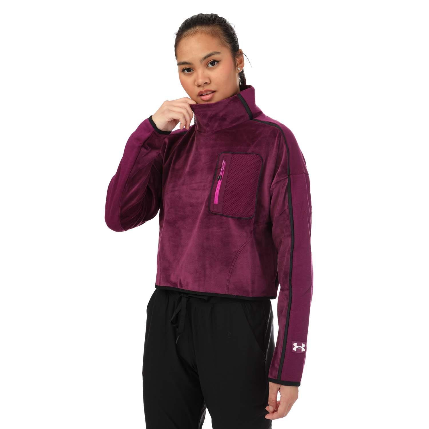 Purple - Under Armour - Journey Fleece Mock Neck Top - 2