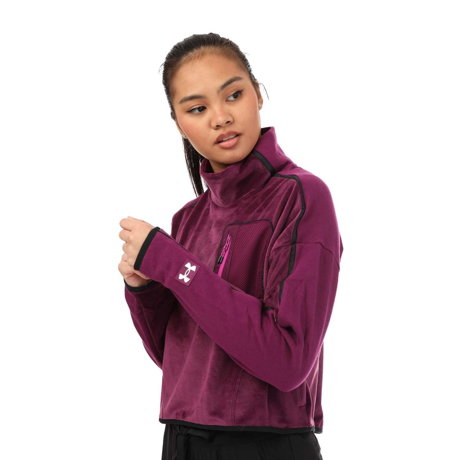 Purple - Under Armour - Journey Fleece Mock Neck Top - 3