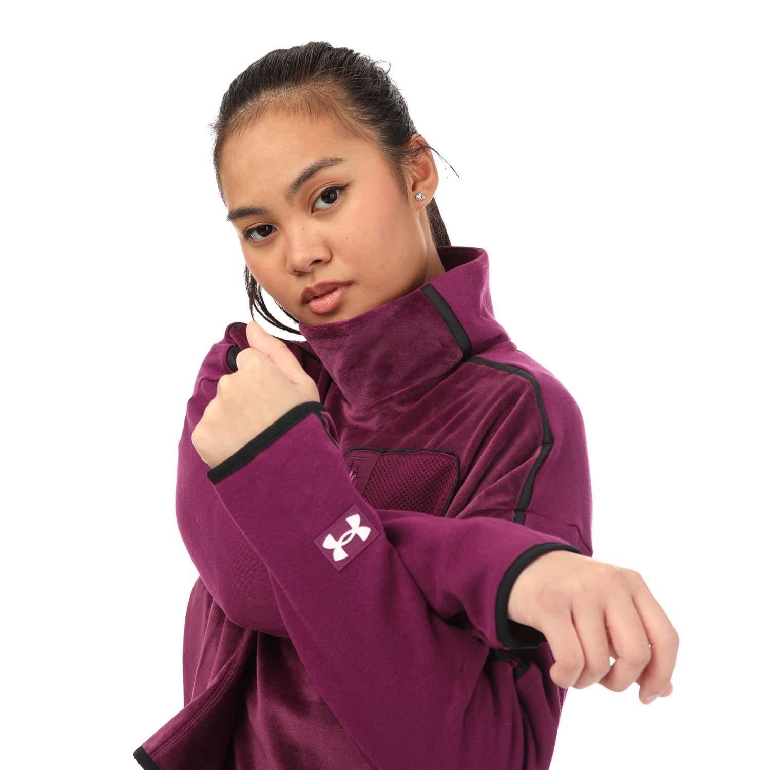 Purple - Under Armour - Journey Fleece Mock Neck Top - 5
