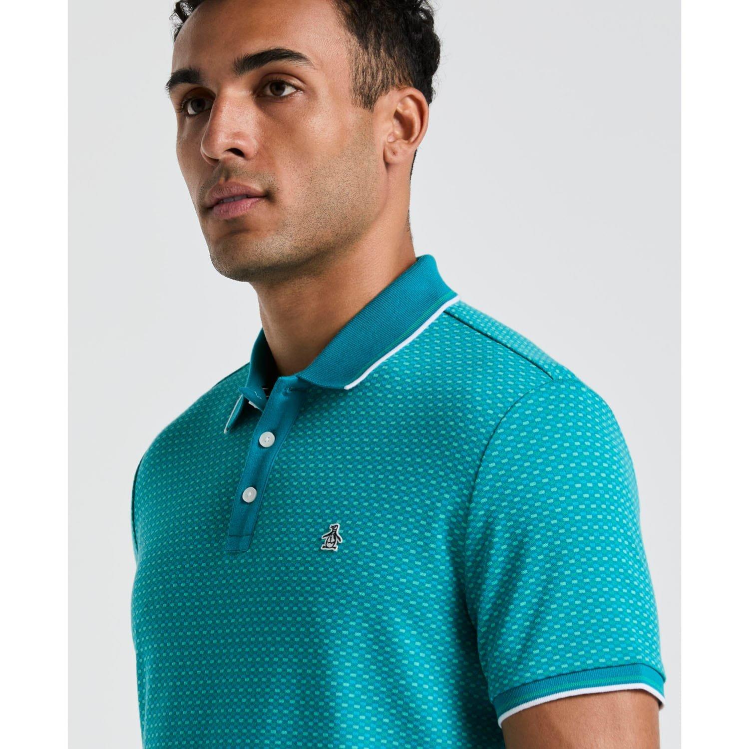 Teal - Original Penguin - Mini Jacquard Polo Shirt - 3