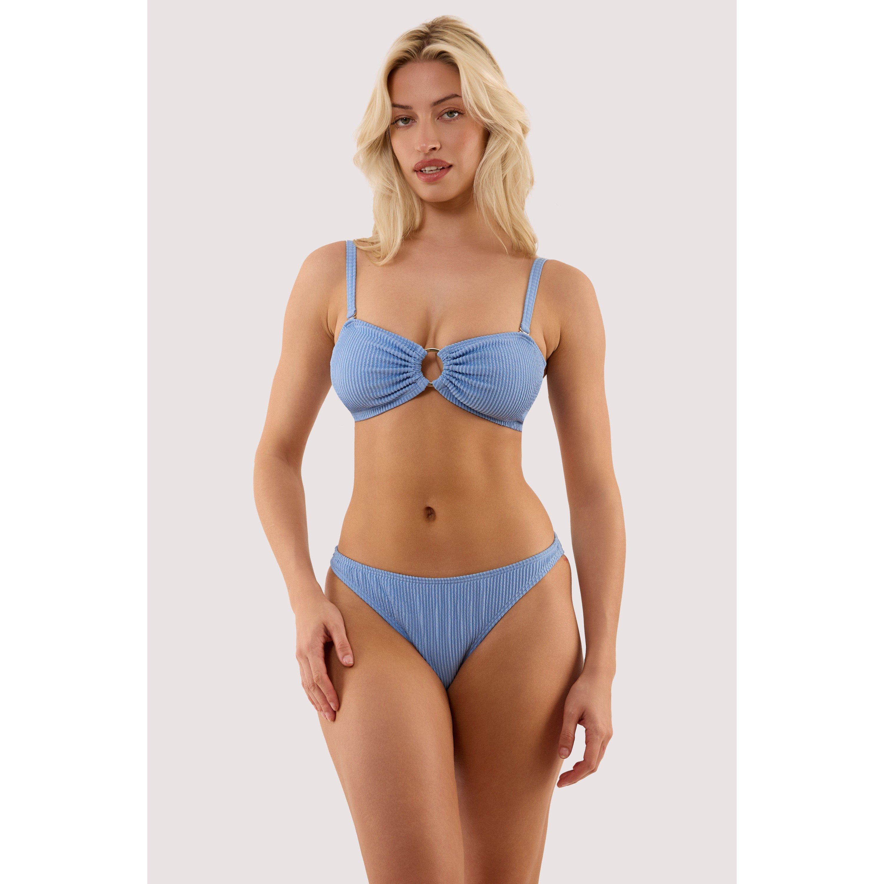 Blue - Peek and Beau - Annabelle Cornflower Blue Scrunch Bandeau Bikini T - 3