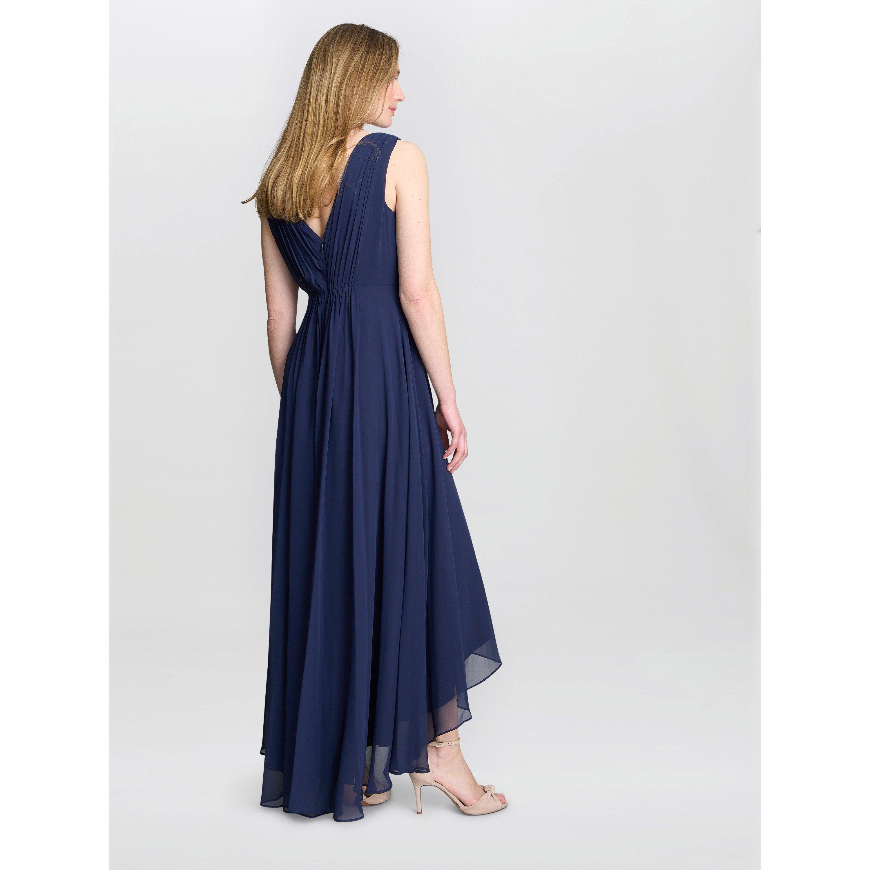 Navy - Gina Bacconi - Pandora Wrap Effect Hi-Lo Dress - 7