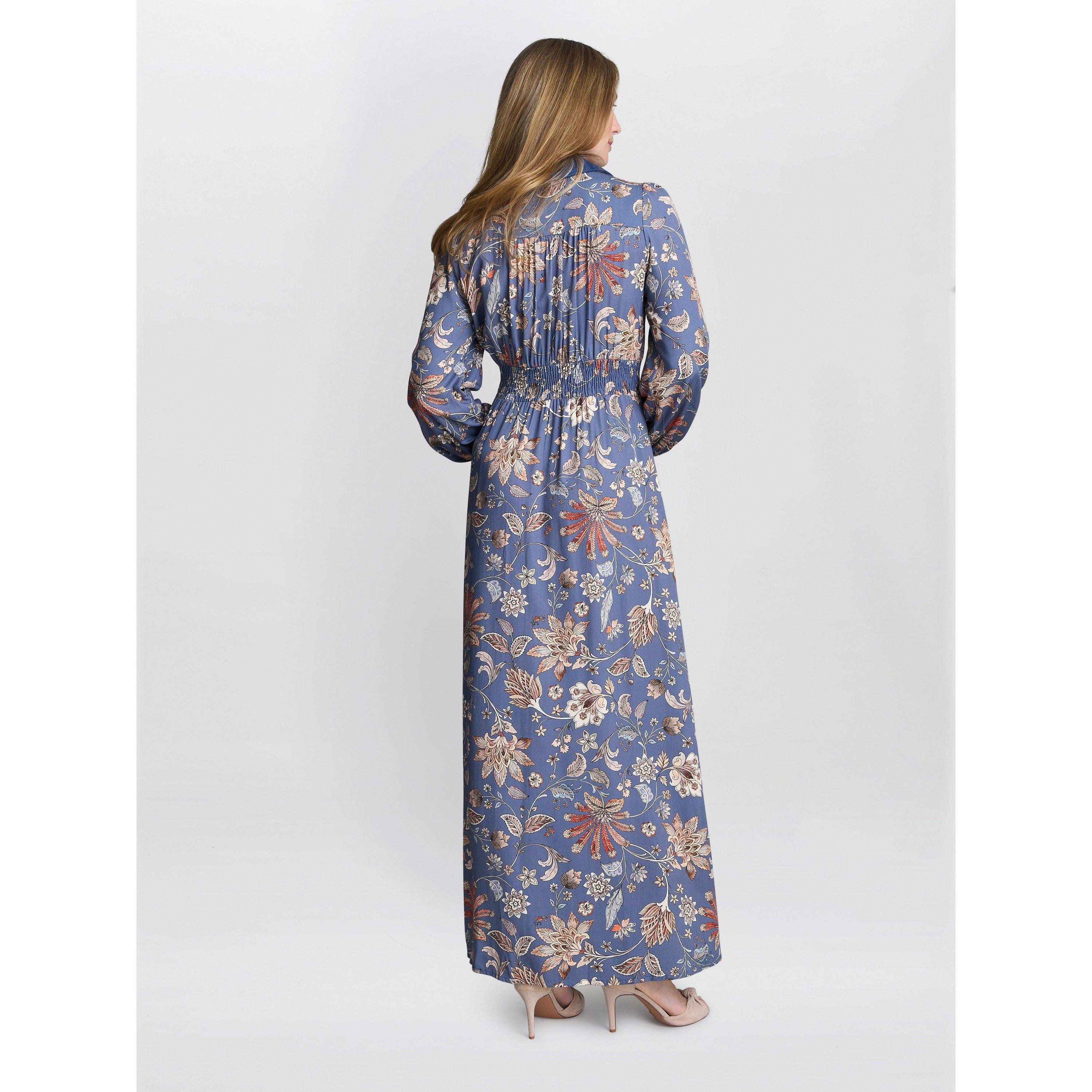 Blue - Gina Bacconi - Regina Waisted Chambray Detail Dress - 2