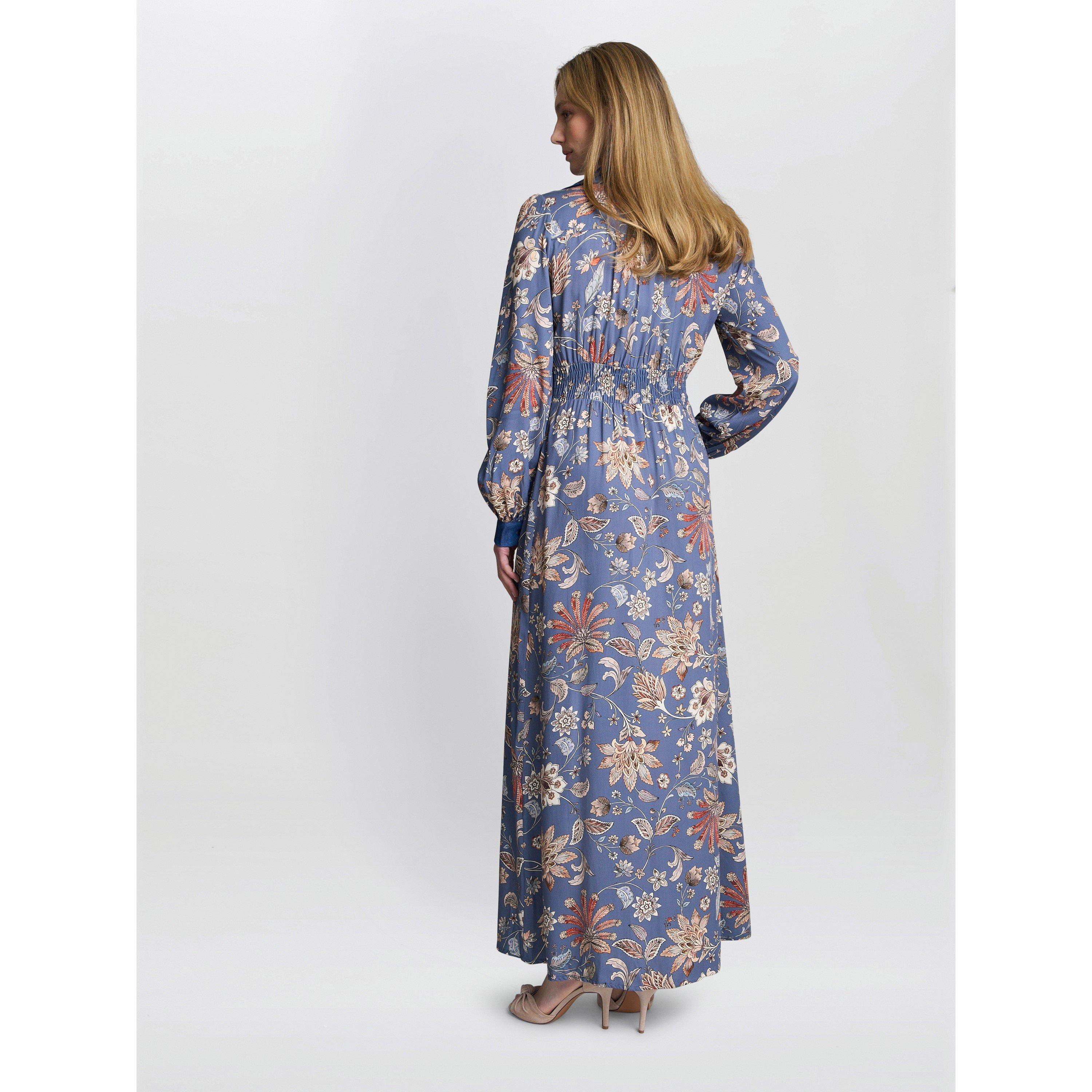 Blue - Gina Bacconi - Regina Waisted Chambray Detail Dress - 6